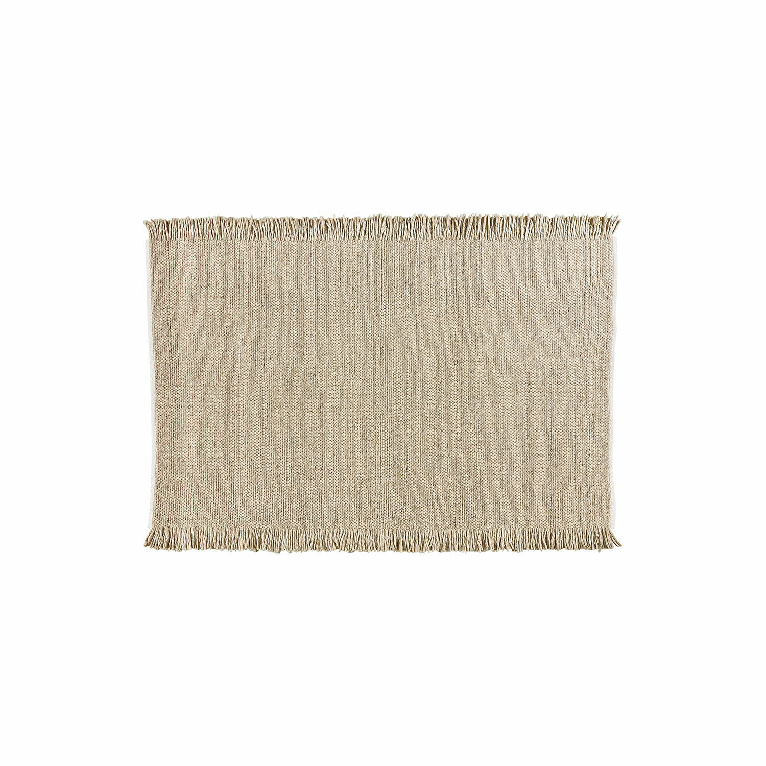 Vloerkleed Levraut Beige vloerkleed met franjes van natuurlijk materiaal, perfect voor interieurdecoratie en vloeren