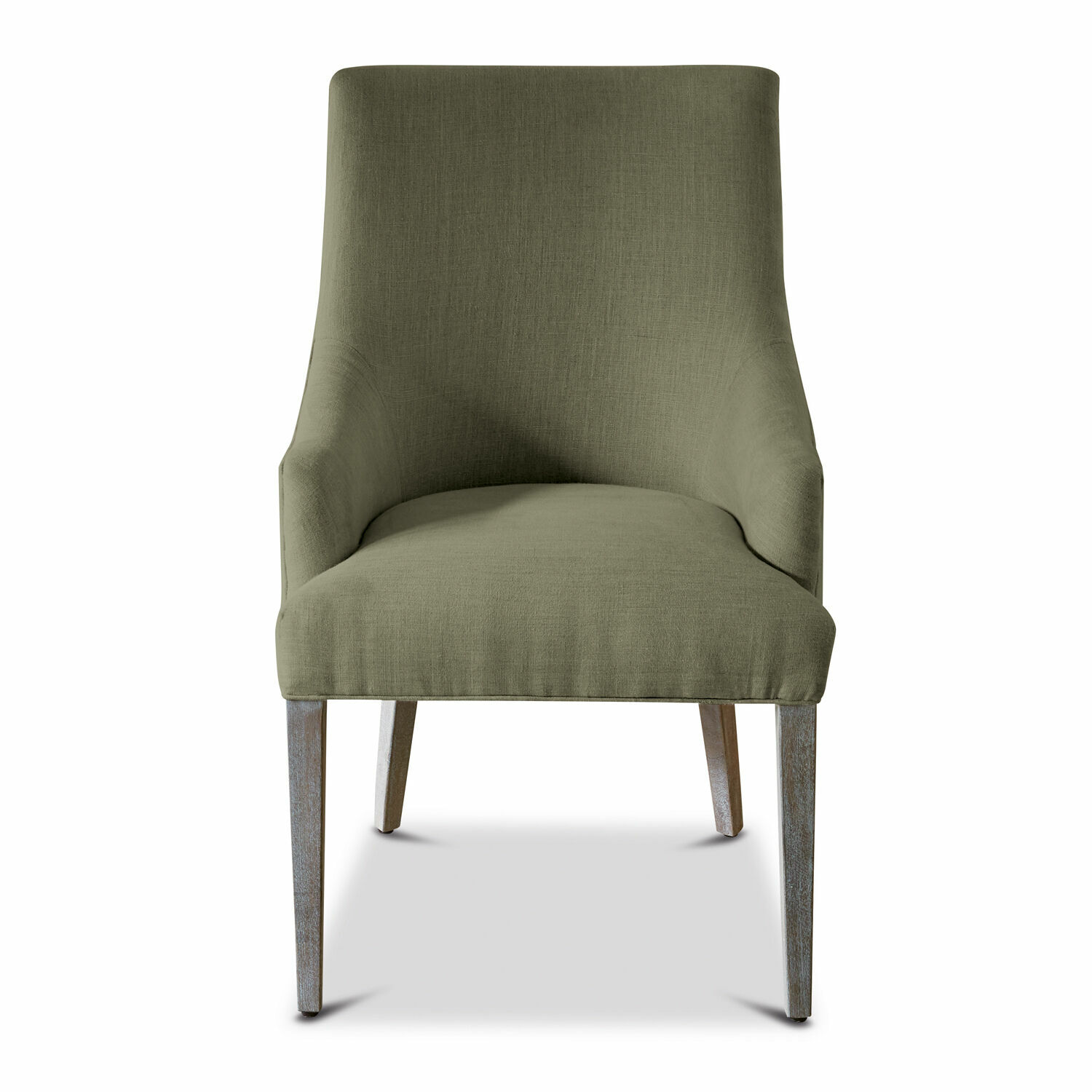Fauteuil Hyeres vert en tissu avec pieds en bois, chaise confortable pour salon moderne