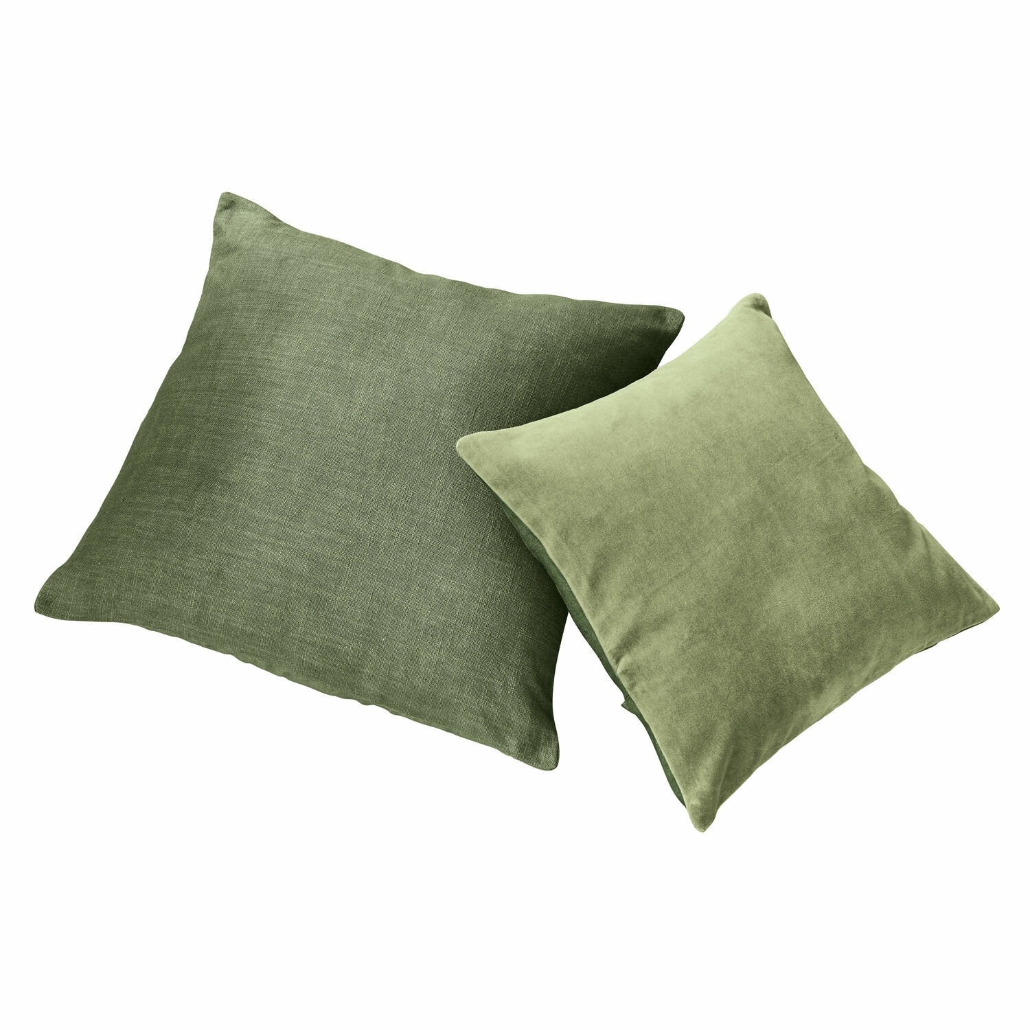 Kussenhoes set van 2 Salina Set van twee groene sierkussens van verschillende materialen voor de woonkamer