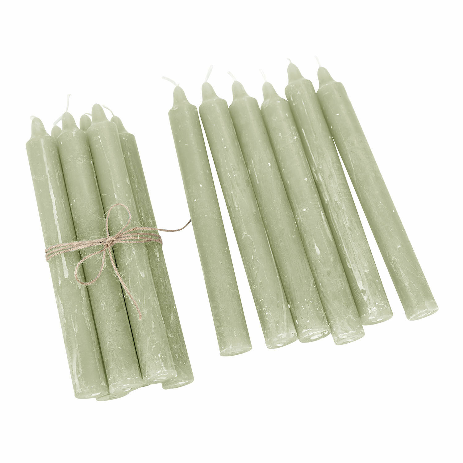 Lot de 12 bougies Bauceau en cire couleur sauge, décoration d'intérieur et éclairage élégant