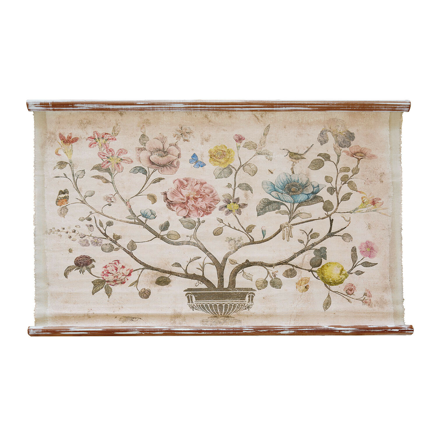 Tableau Lueur d’Aube Tableau décoratif en toile avec motif floral pastel et cadre en bois vieilli