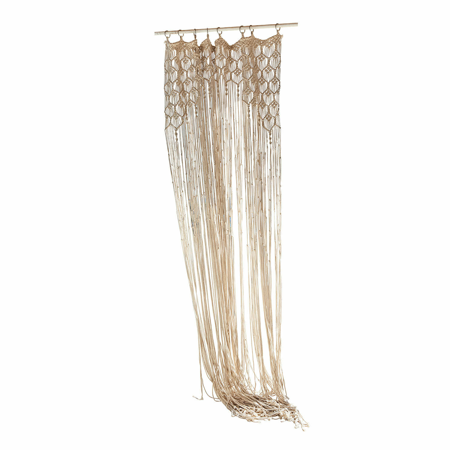 Rideau Manville Décoration murale macramé beige en coton avec longues franges pour suspension intérieure