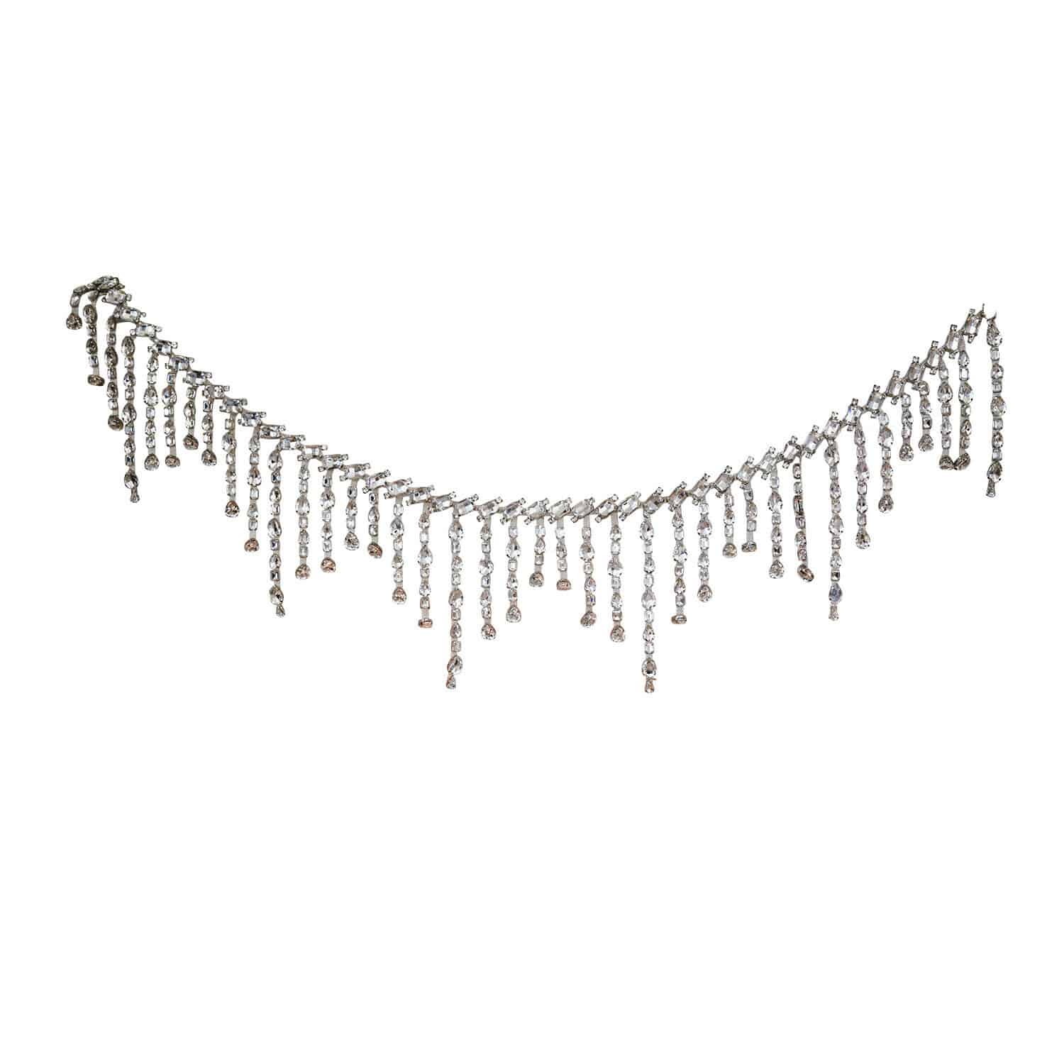 Guirlande Nastis Zilveren ketting met kristallen hangers, elegante dames sieraden voor speciale gelegenheden