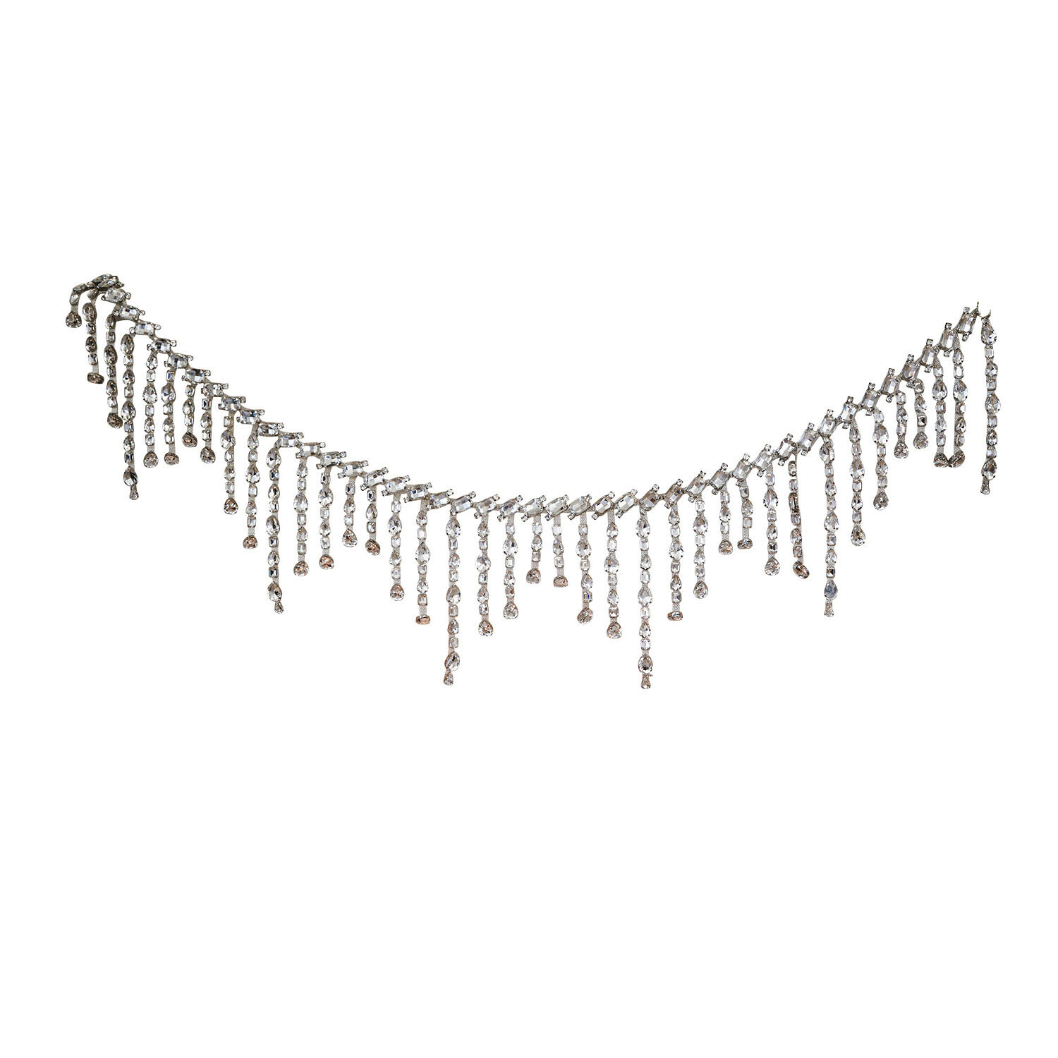 Guirlande Nastis Collier argenté avec pendentifs en cristal, bijou élégant pour femmes pour occasions spéciales