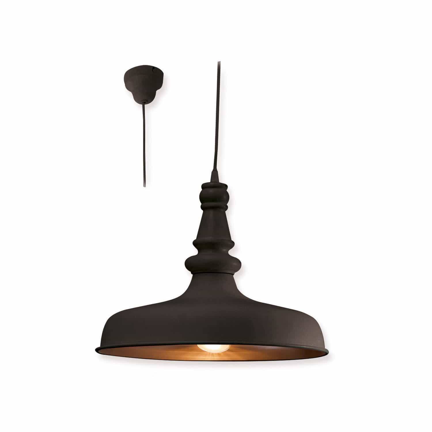 Suspension Camryn Suspension en métal noir avec abat-jour décoratif et lumière chaude pour intérieur