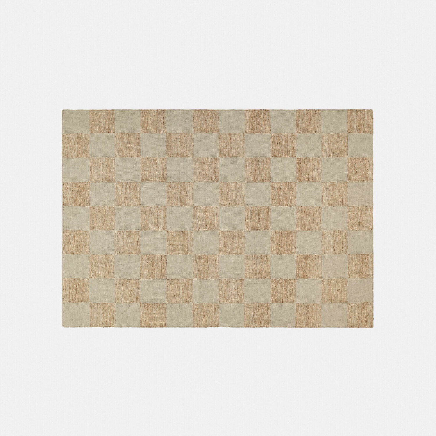 Tapis à carreaux en matériau naturel beige et marron clair, décoration de sol élégante