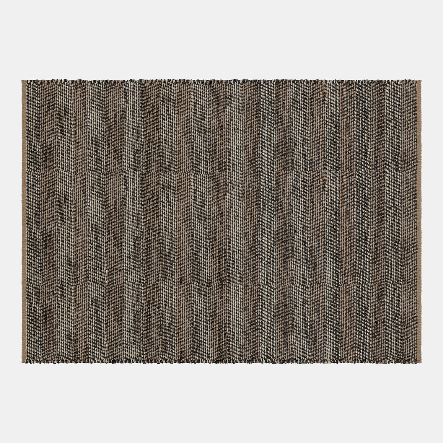 Tapis Myråsen Tapis en fibres naturelles avec motif brun et noir, parfait pour un intérieur moderne