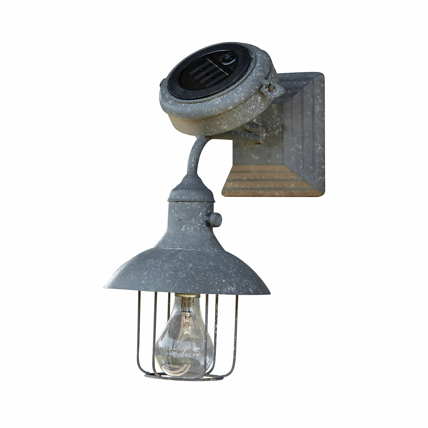 Lanterne murale solaire Anniviers Applique murale grise en métal avec abat-jour et protection pour ampoule, éclairage extérieur