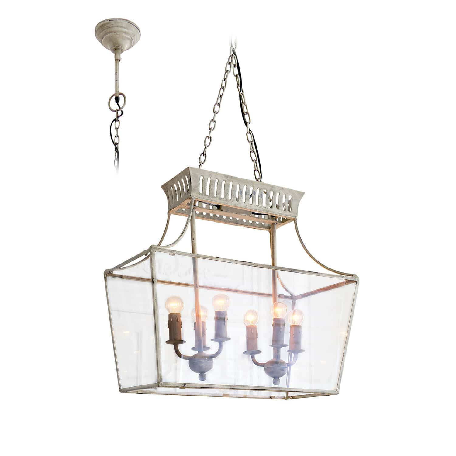 Suspension Sillas Suspension en métal et verre style vintage avec quatre ampoules, luminaire décoratif pour plafond