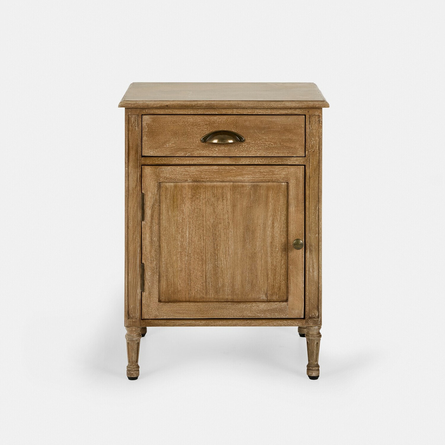 Nachtkastje Mirevaux Nachtkastje van natuurlijk hout met lade en deur, slaapkamermeubel in houtkleur
