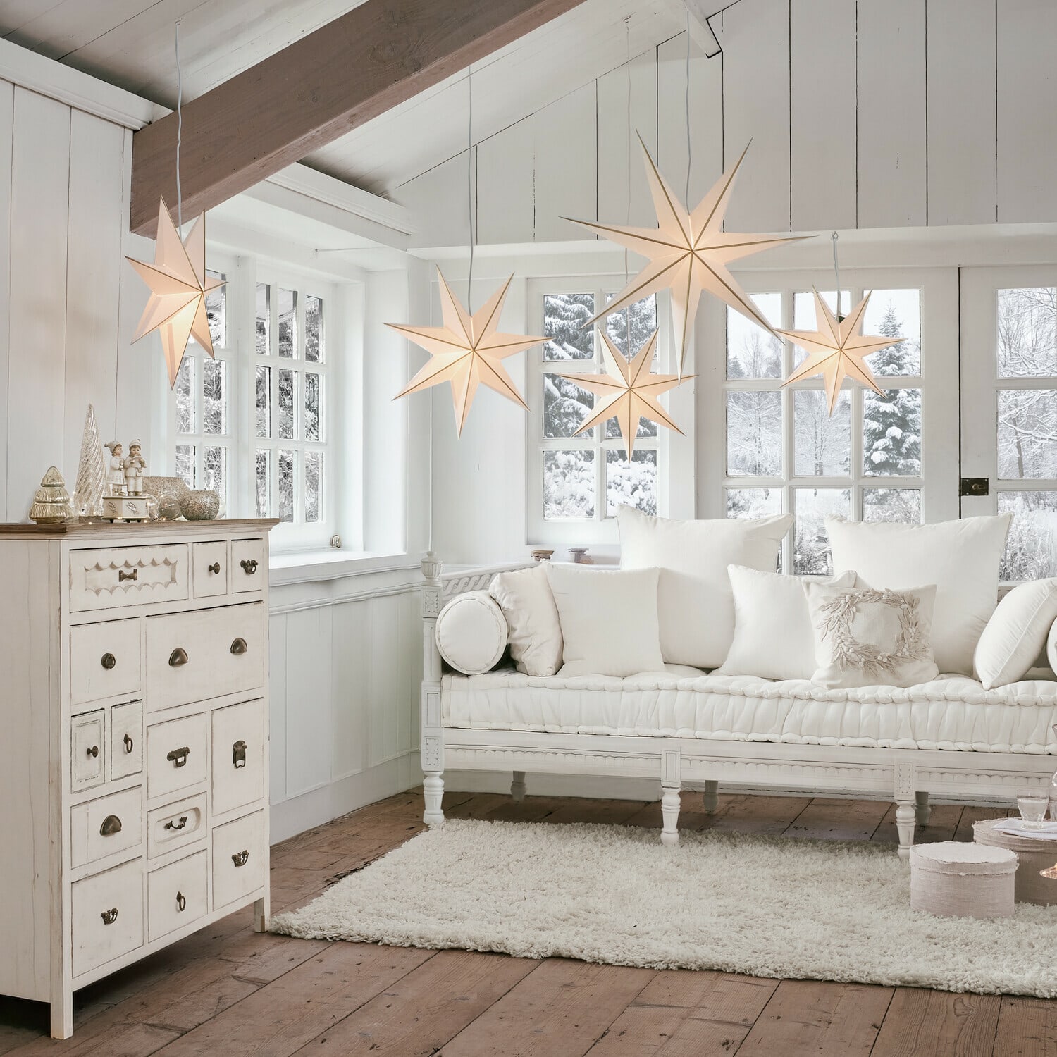 Papieren ster met verlichting Stardomen