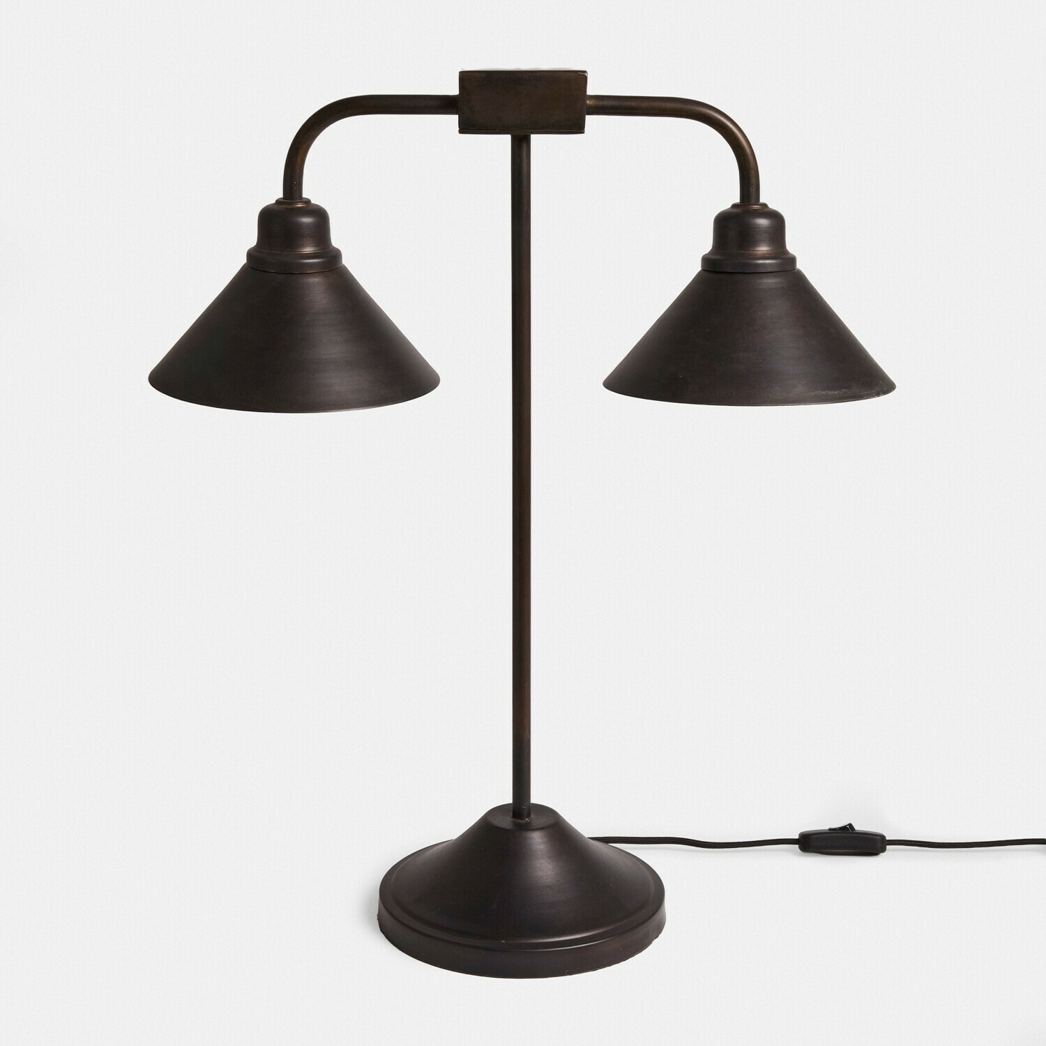 Tafellamp Cilovex Dubbele bureaulamp van donker metaal in industriële stijl, functionele werkverlichting