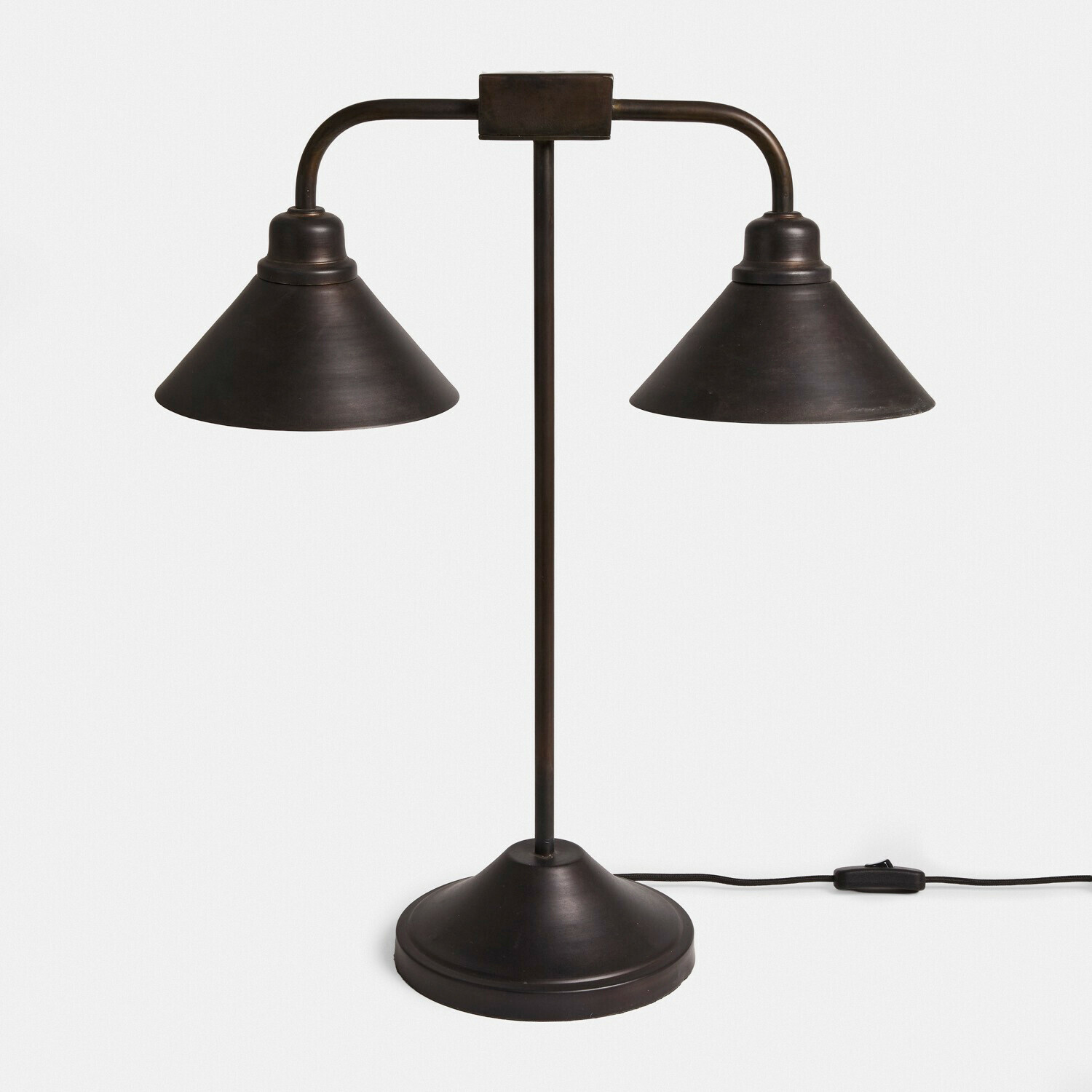 Tafellamp Cilovex Dubbele bureaulamp van donker metaal in industriële stijl, functionele werkverlichting