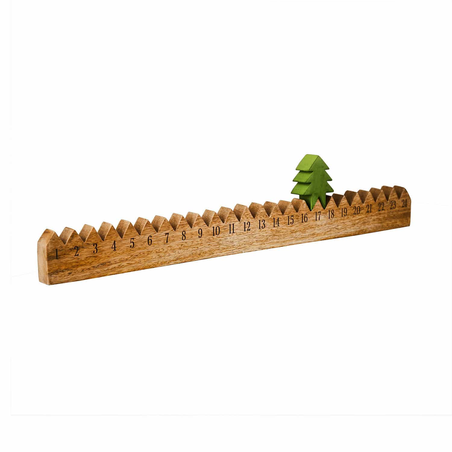 Calendrier de l’Avent Ciloren Calendrier de l'Avent en bois avec figurine d'arbre verte et numéros de 1 à 24, décoration de Noël