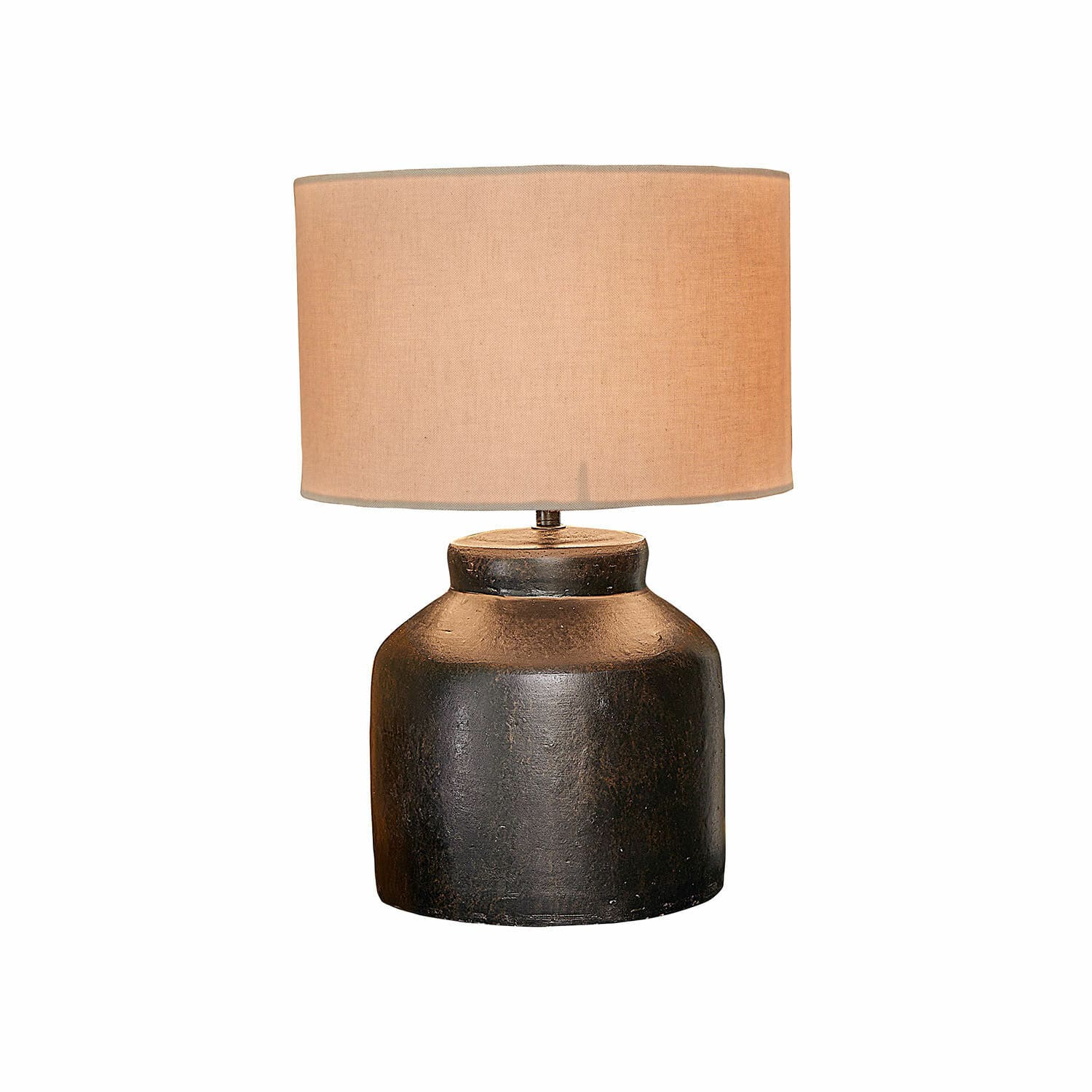 Tafellamp Norelles Tafellamp met zwarte keramische voet en beige lampenkap, decoratieve verlichting voor woonkamer