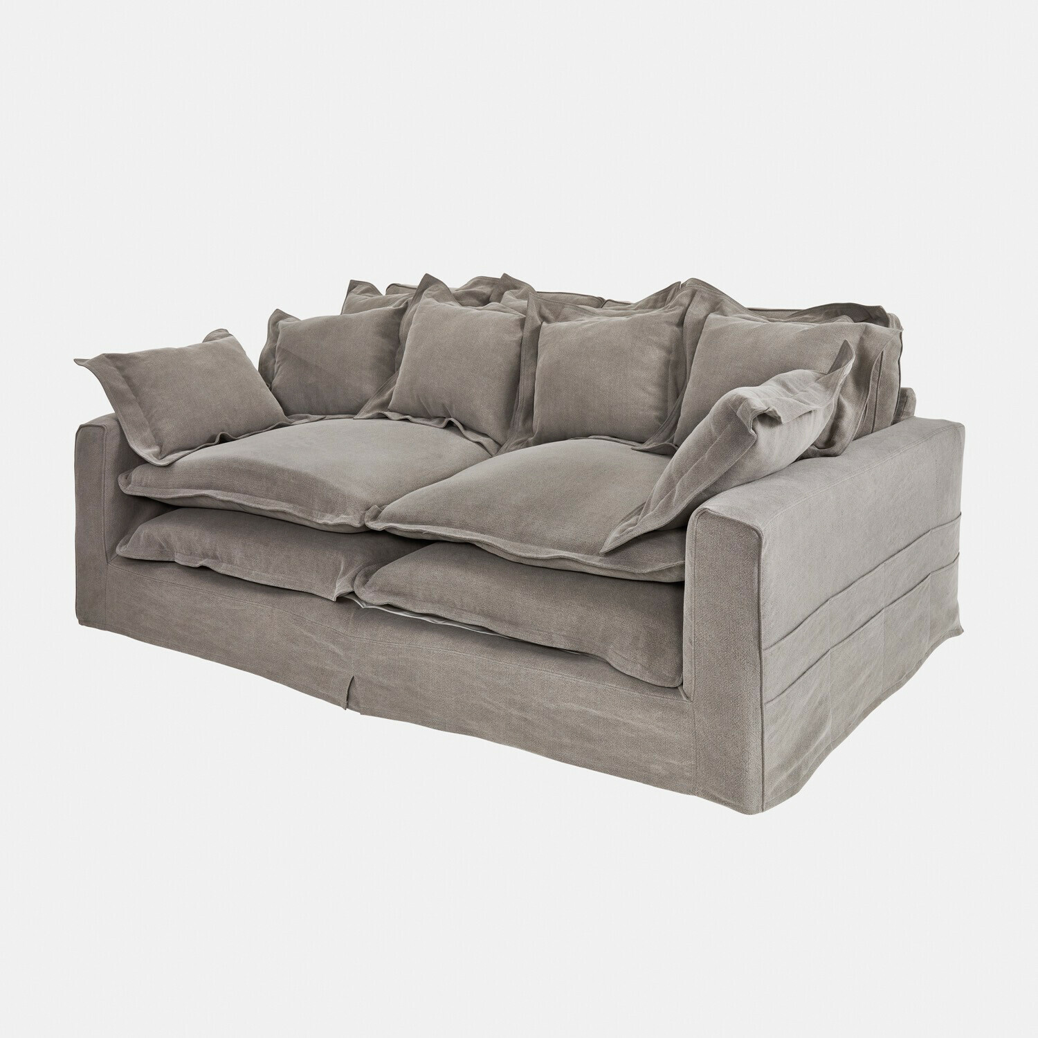 Canapé Terell Canapé gris en tissu doux avec plusieurs coussins, meuble confortable pour salon