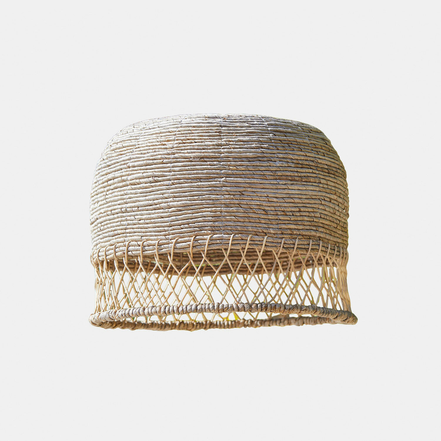 Abat-jour rond en rotin naturel tressé couleur brun clair pour suspension lumineuse