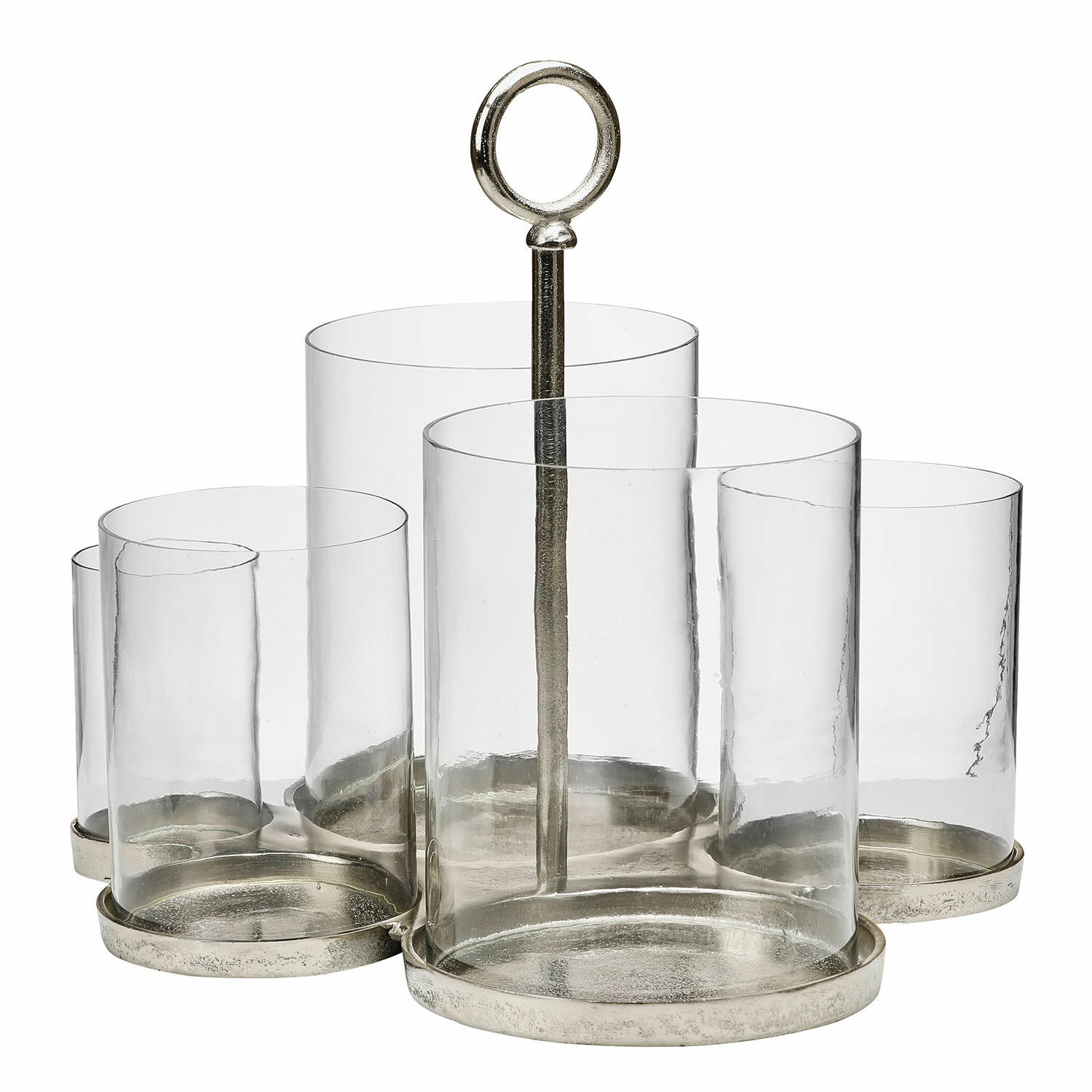 Windlicht Gjaloran Moderne transparante glazen houder met metalen bodem en handvat, praktisch bureau-organizer