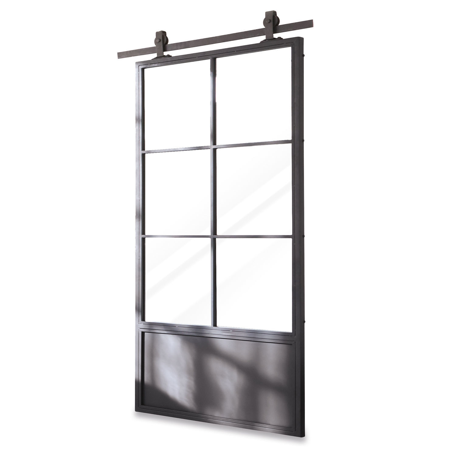 Schuifdeur Bonnaire Schuifdeur in loftstijl van zwart metaal en glas, industrieel design voor binnen