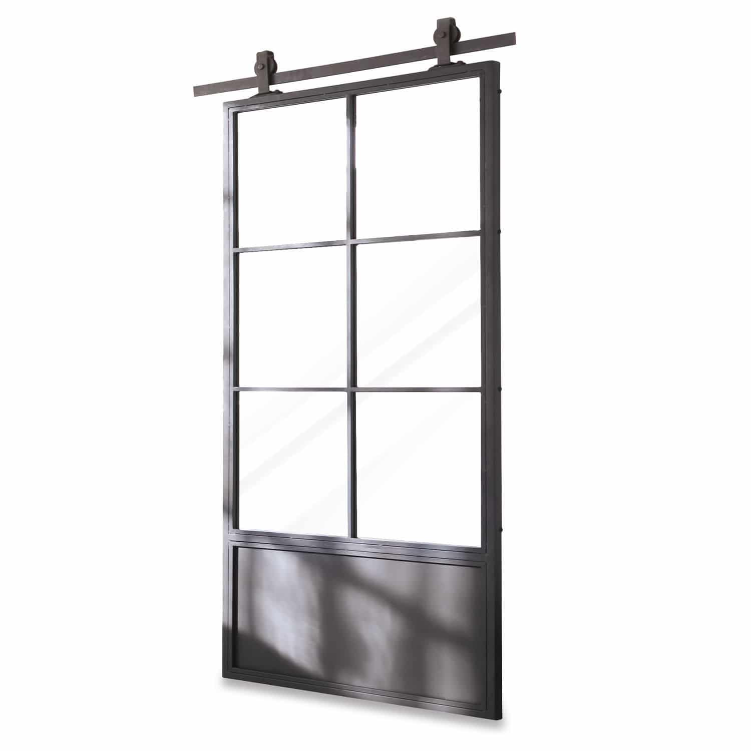 Schuifdeur Bonnaire Schuifdeur in loftstijl van zwart metaal en glas, industrieel design voor binnen
