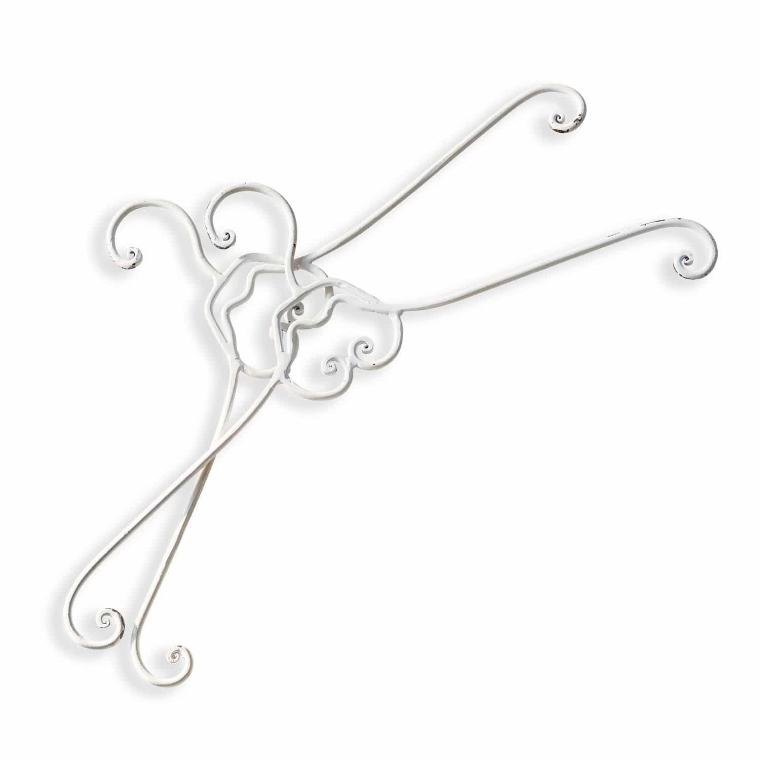 Kledinghanger set van 2 Guin Witte metalen haken met sierlijke krullen voor wanddecoratie of ophanging
