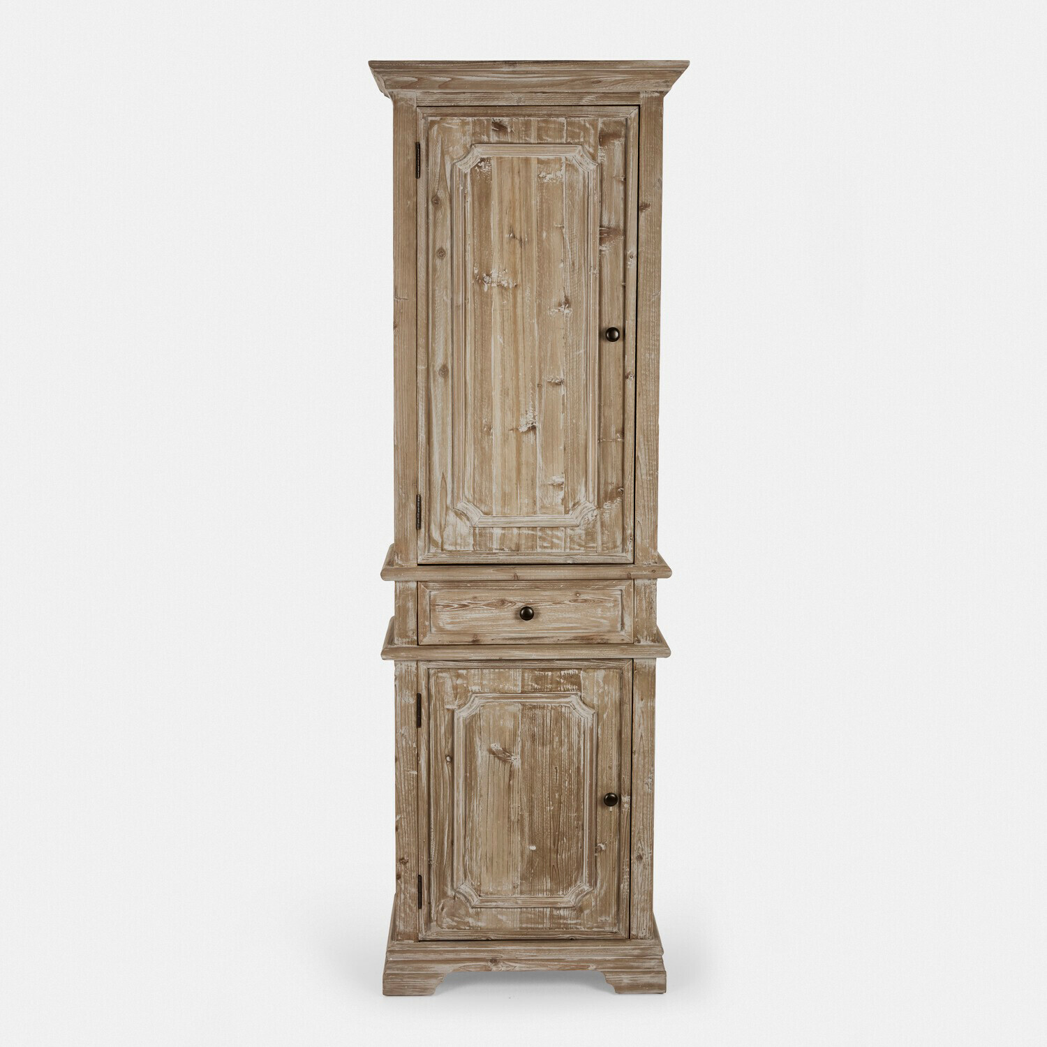 Kast Pembroke Hoge kast van natuurlijk verouderd hout met lade en twee deuren in rustieke stijl