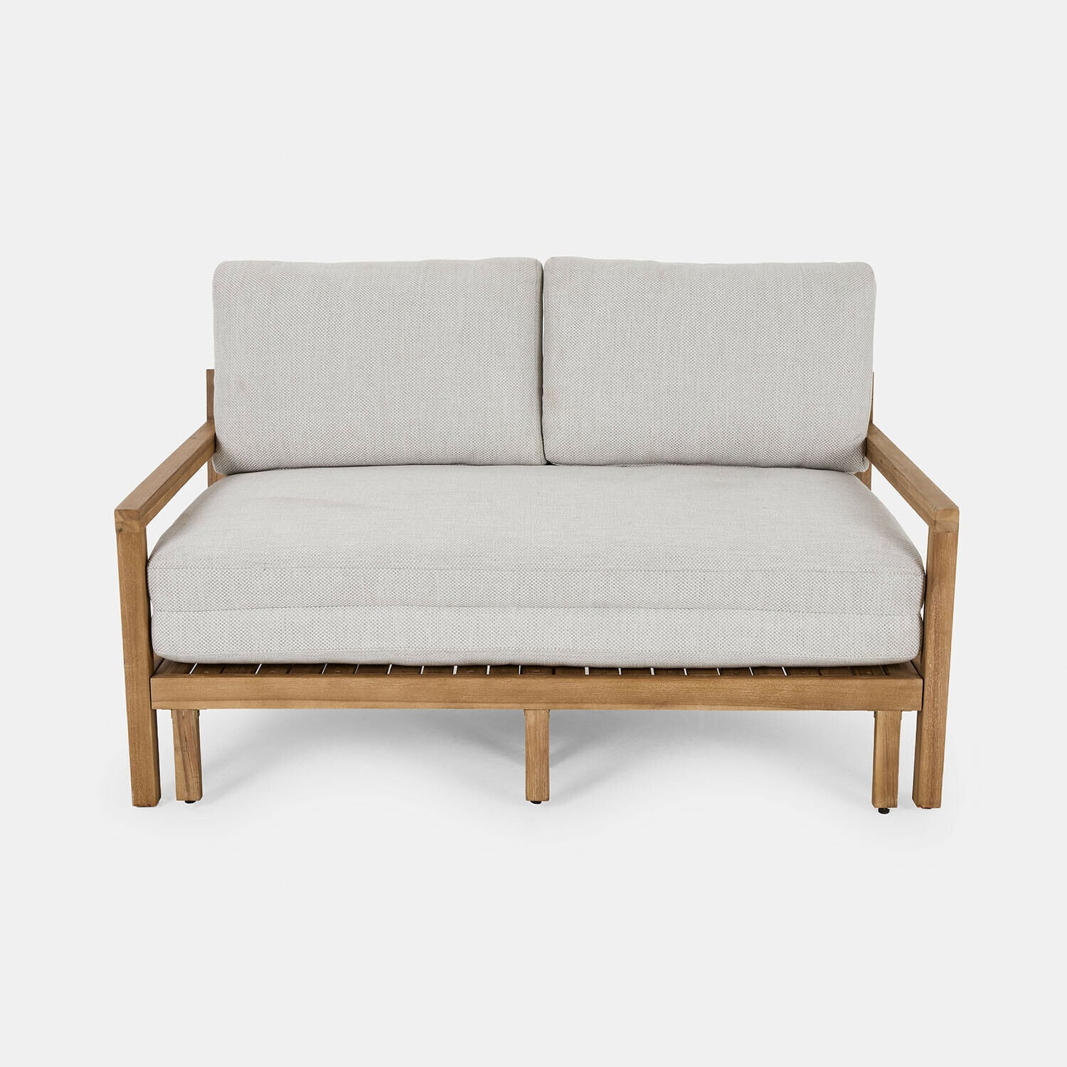Canapé convertible Tjorna Canapé convertible moderne avec cadre en bois et coussins crème, meuble de salon élégant