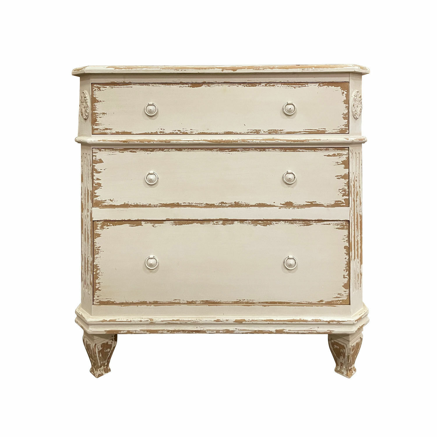 Commode Commeren van antiekcrèmekleurig hout met verouderde look, vintage opbergmeubel