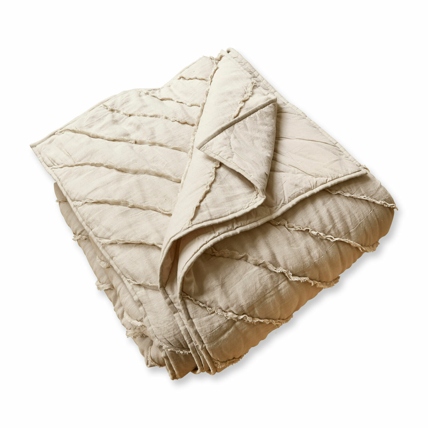 Quilt Eynden Beige gewatteerde katoenen deken met zachte textuur, perfect voor een gezellige inrichting en woondecoratie
