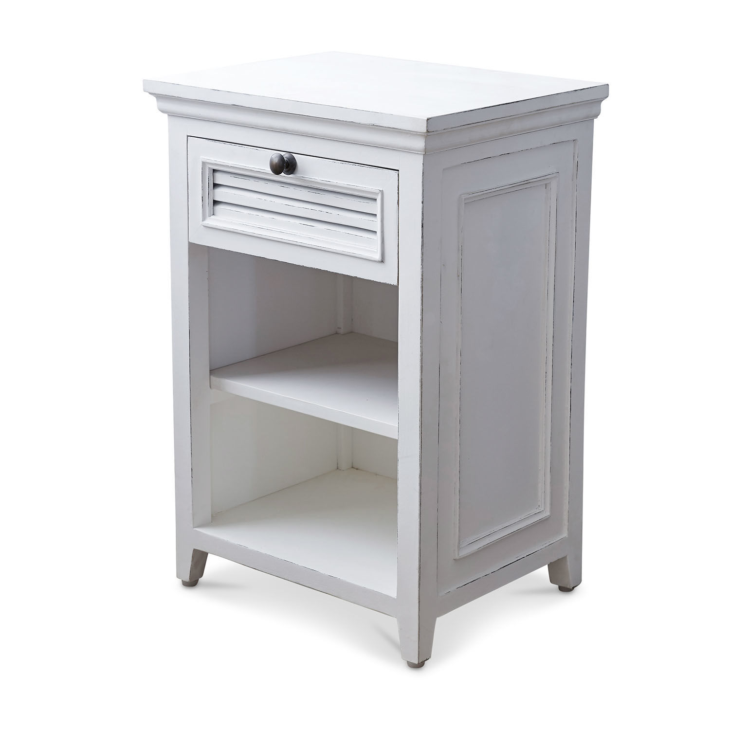 Table de chevet blanche en bois avec tiroir et étagères, meuble pour chambre et salon
