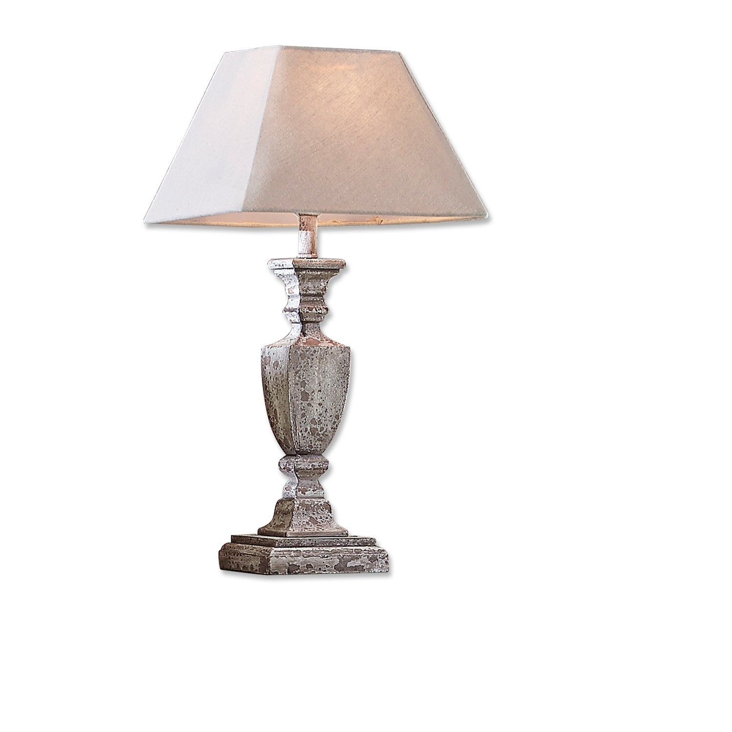 Tafellamp Gorham Tafellamp met verouderde grijze metalen voet en beige kap voor stijlvolle woonkamer