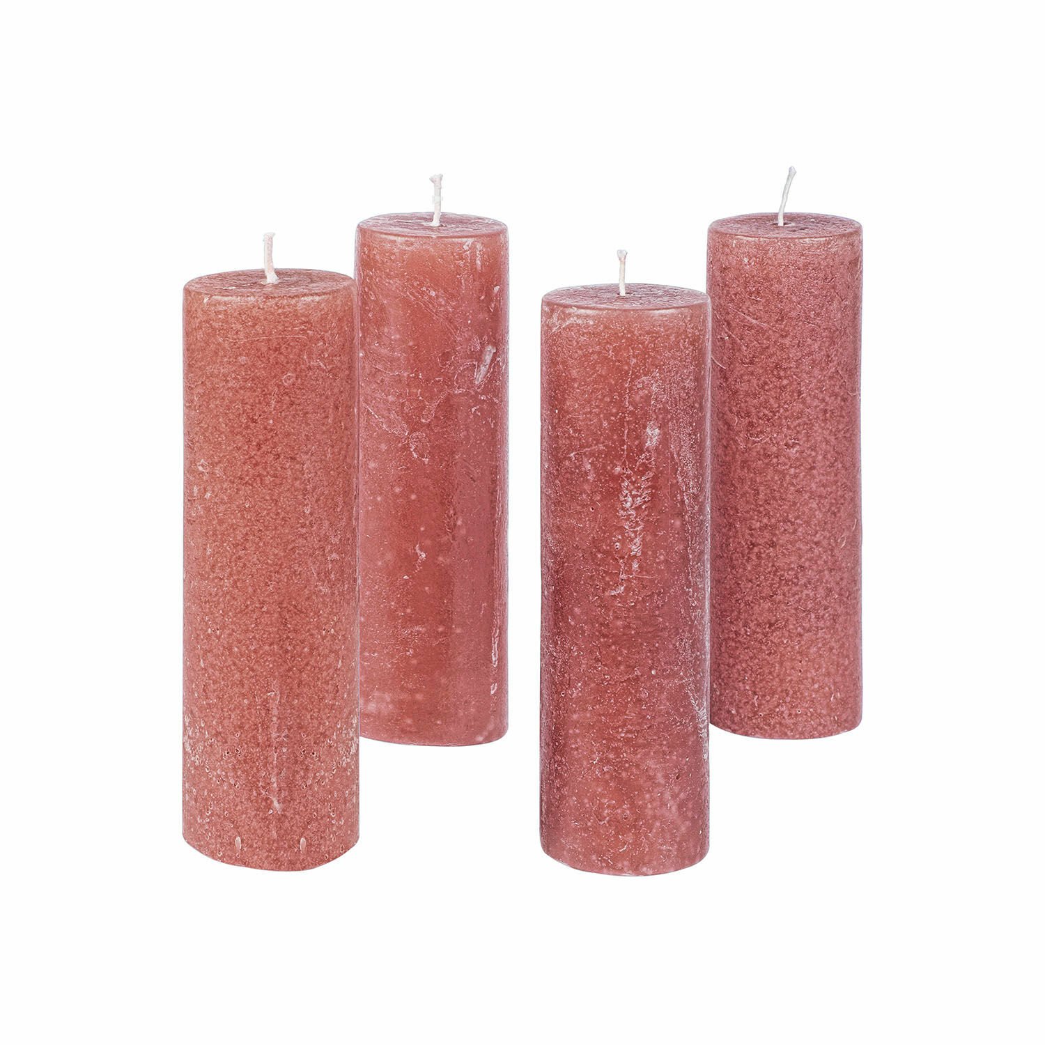 roze Set van 4 roze Muriel kaarsen met rustieke textuur voor interieurdecoratie