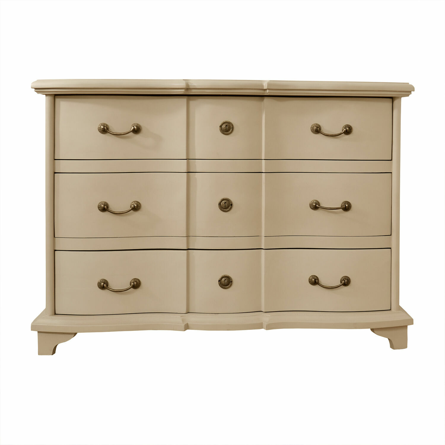 beige Beige Aiguillon ladekast van hout met zes laden en metalen handgrepen voor opbergruimte