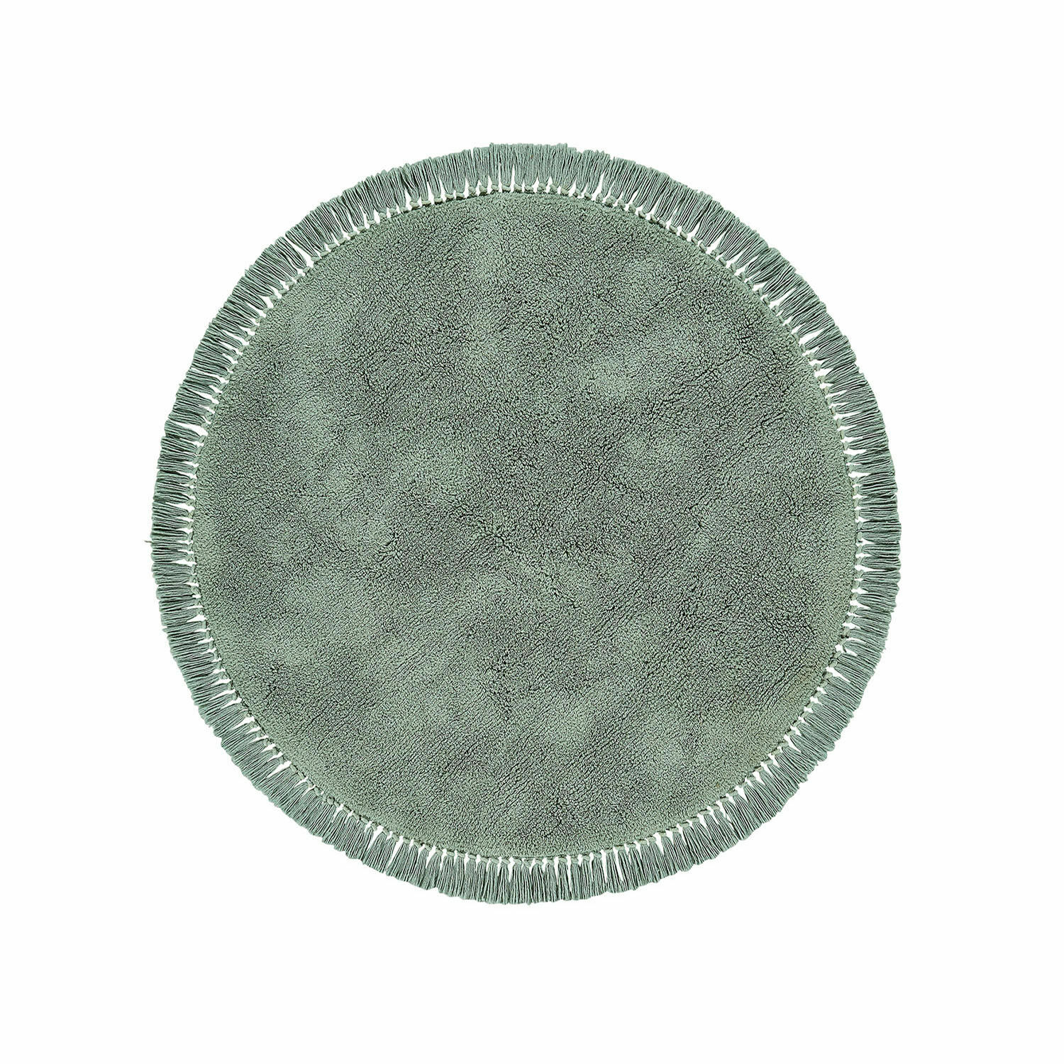 Vloerkleed Ivalex Ronde groene katoenen vloerkleed met franjes, zacht en decoratief voor binnen