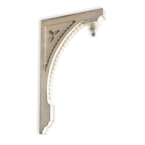 Support décoratif en pierre claire avec motif sculpté et arc pour intérieurs classiques