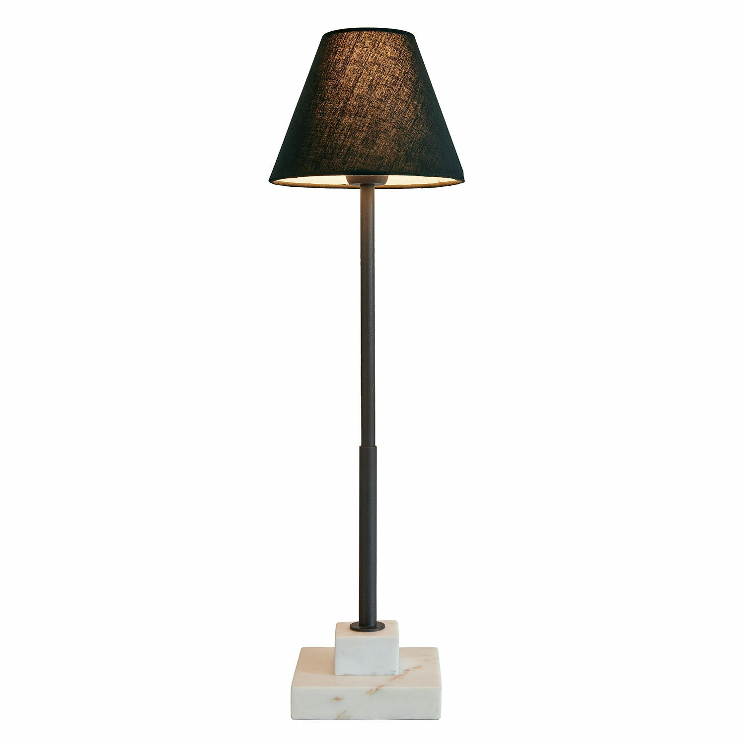 Lampe à poser Orvienne Lampe de table élégante avec abat-jour noir et base en marbre blanc, design moderne pour éclairage
