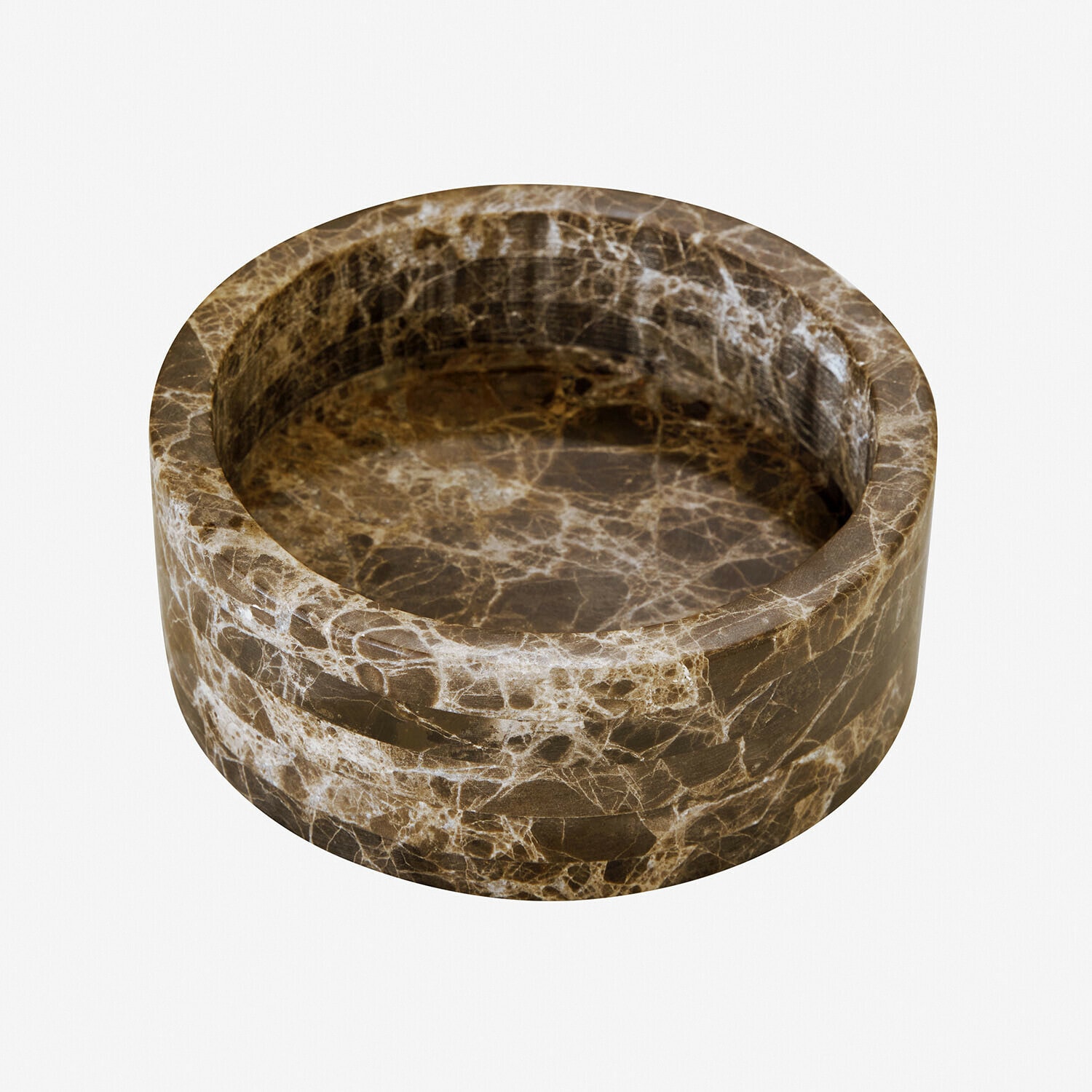 Gamelle ronde en marbre marron, idéale pour animaux, matériau durable et design élégant