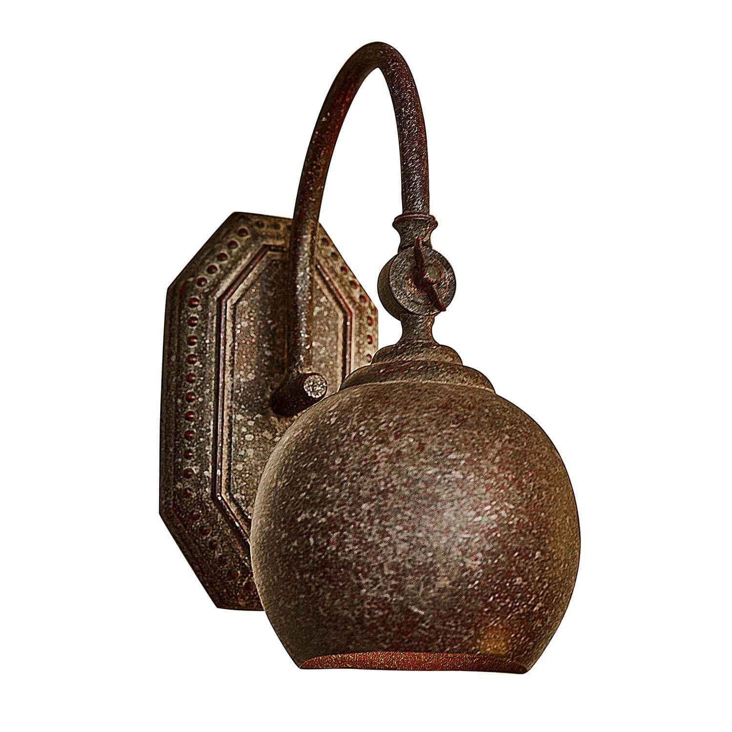 LED-wandlamp Zefirs Rustieke metalen wandlamp in roestkleur met ronde kap en decoratieve bevestiging