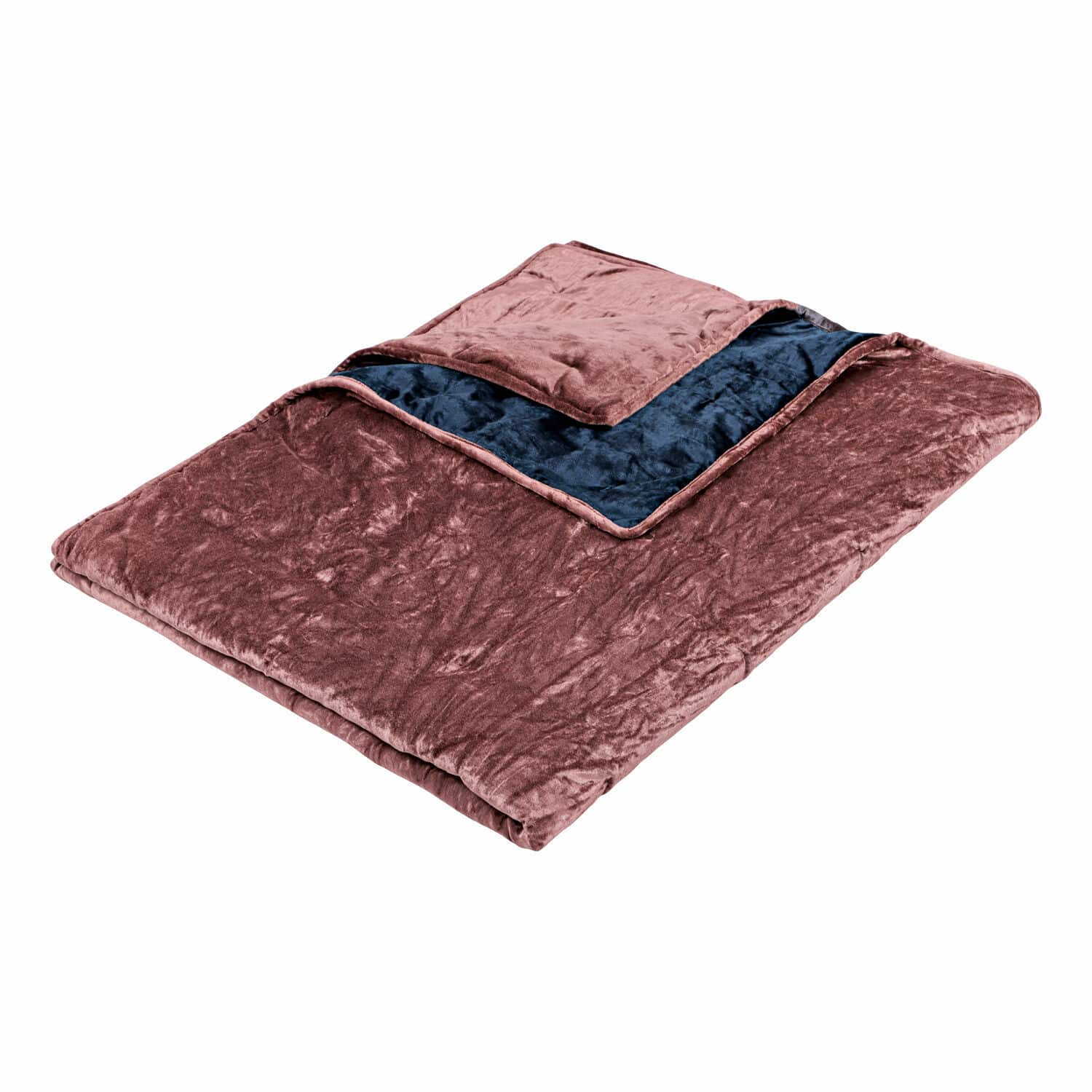 Plaid en velours doux bleu et rose, parfait pour une décoration intérieure chaleureuse et confortable.