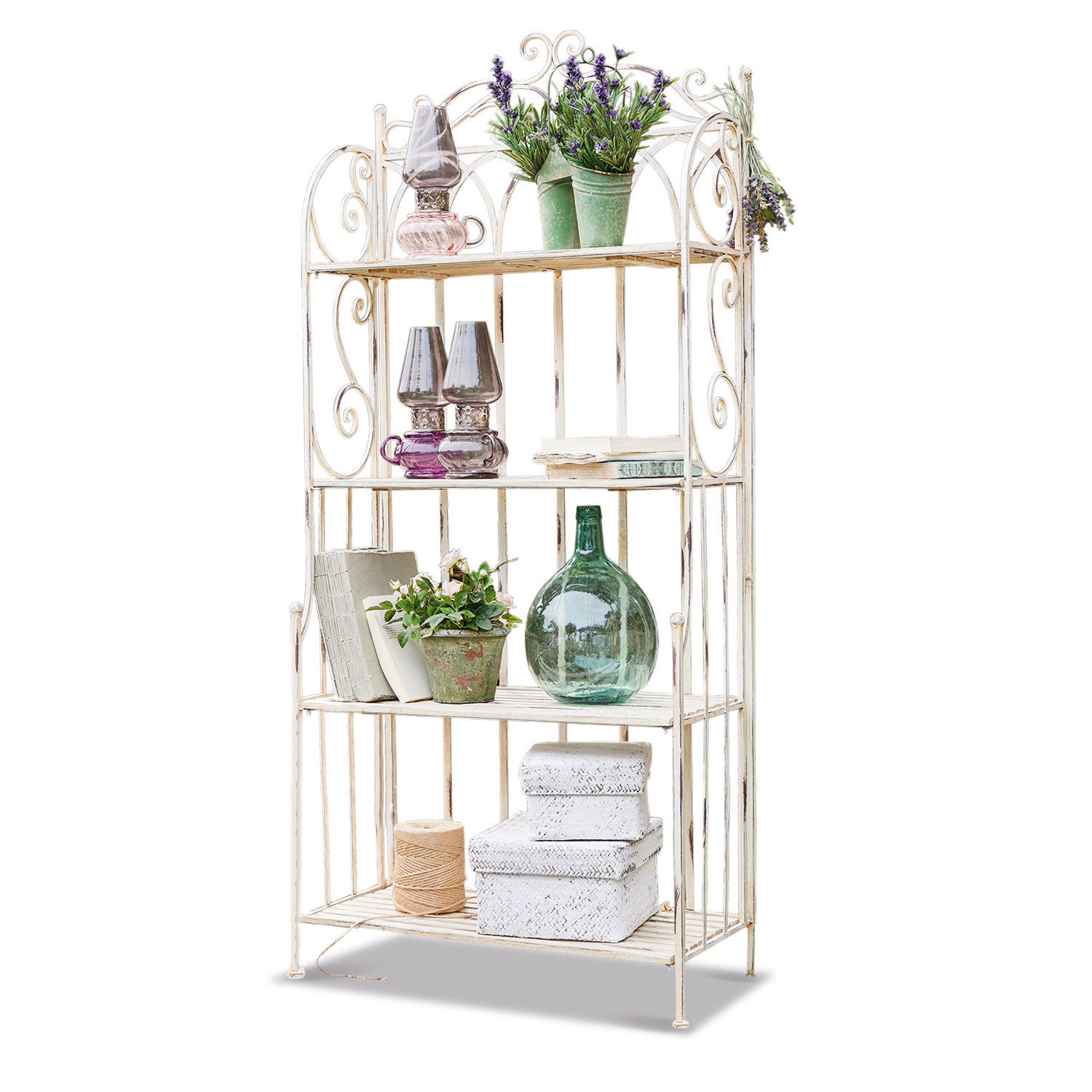Rek Cruis Witte metalen kast met decoratieve details en woonaccessoires voor binnenopslag