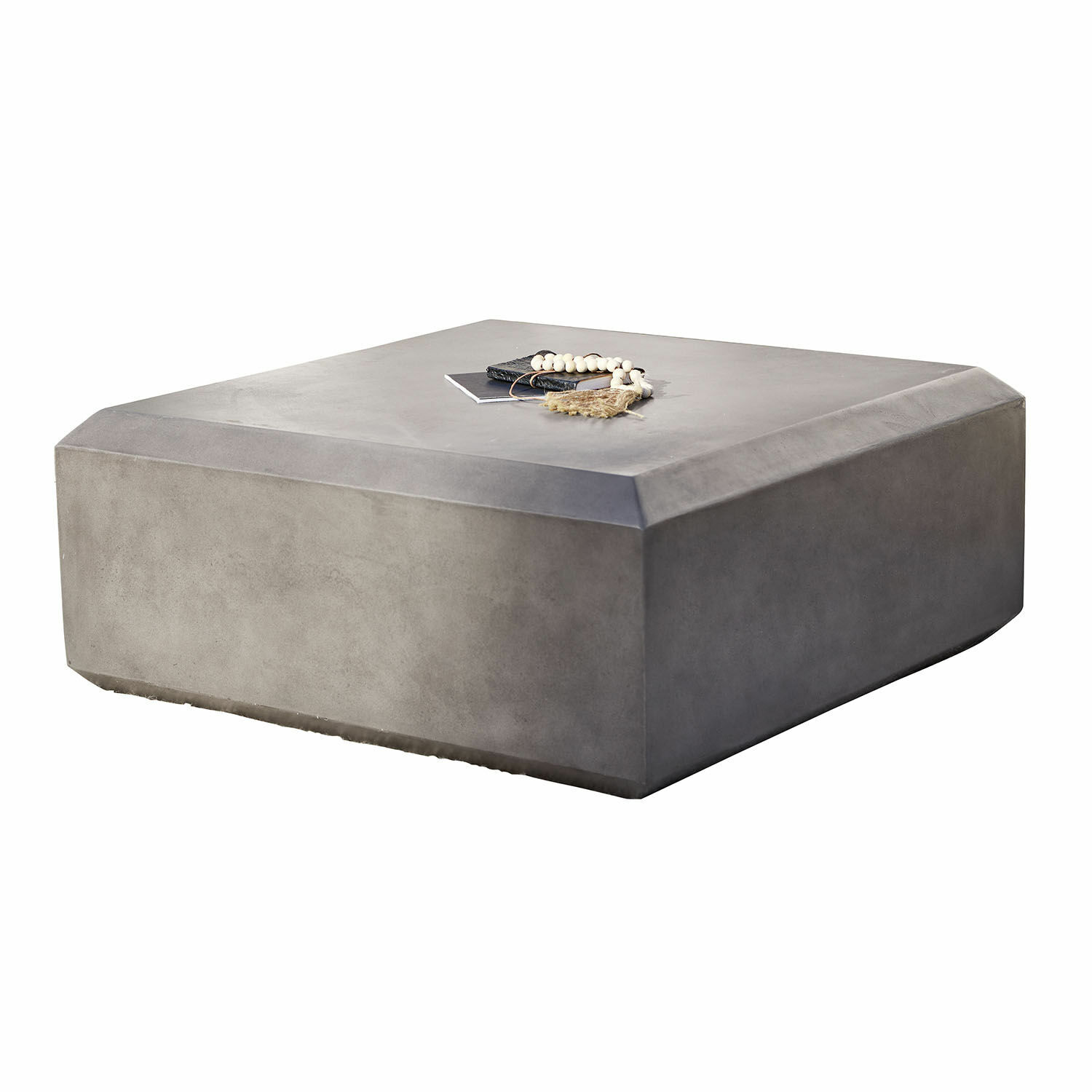 Salontafel Theodoros Vierkante salontafel van grijs beton, modern meubel voor woonkamer