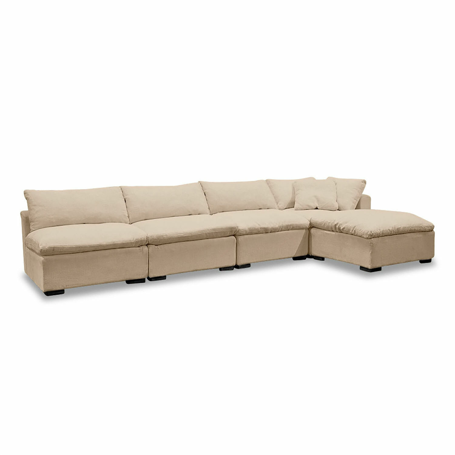 bruin Modulaire Baladou bank in zachte bruine stof, comfortabel voor woonkamer