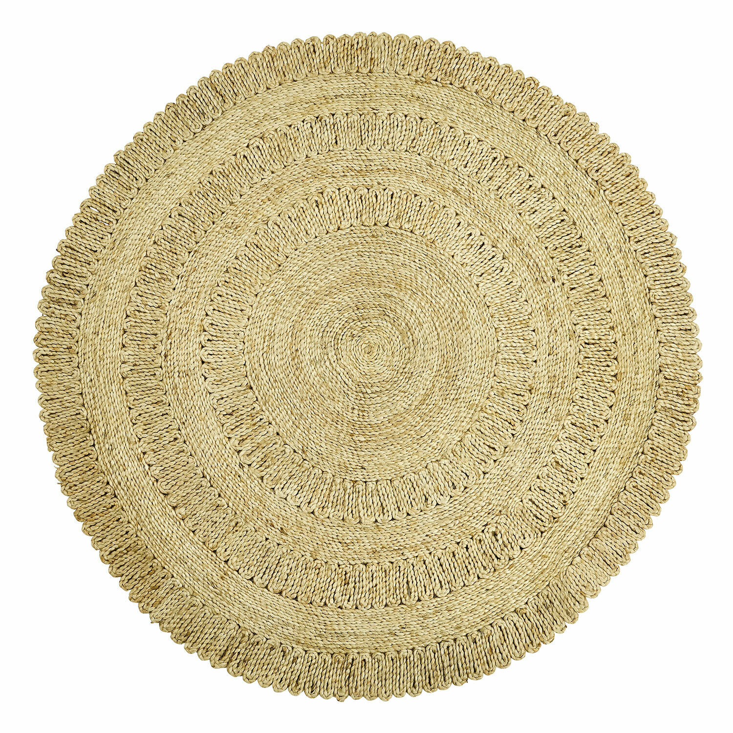 Vloerkleed Arendel Ronde vloerkleed van natuurlijke touw in beige kleur, perfect voor interieurdecoratie en vloeren