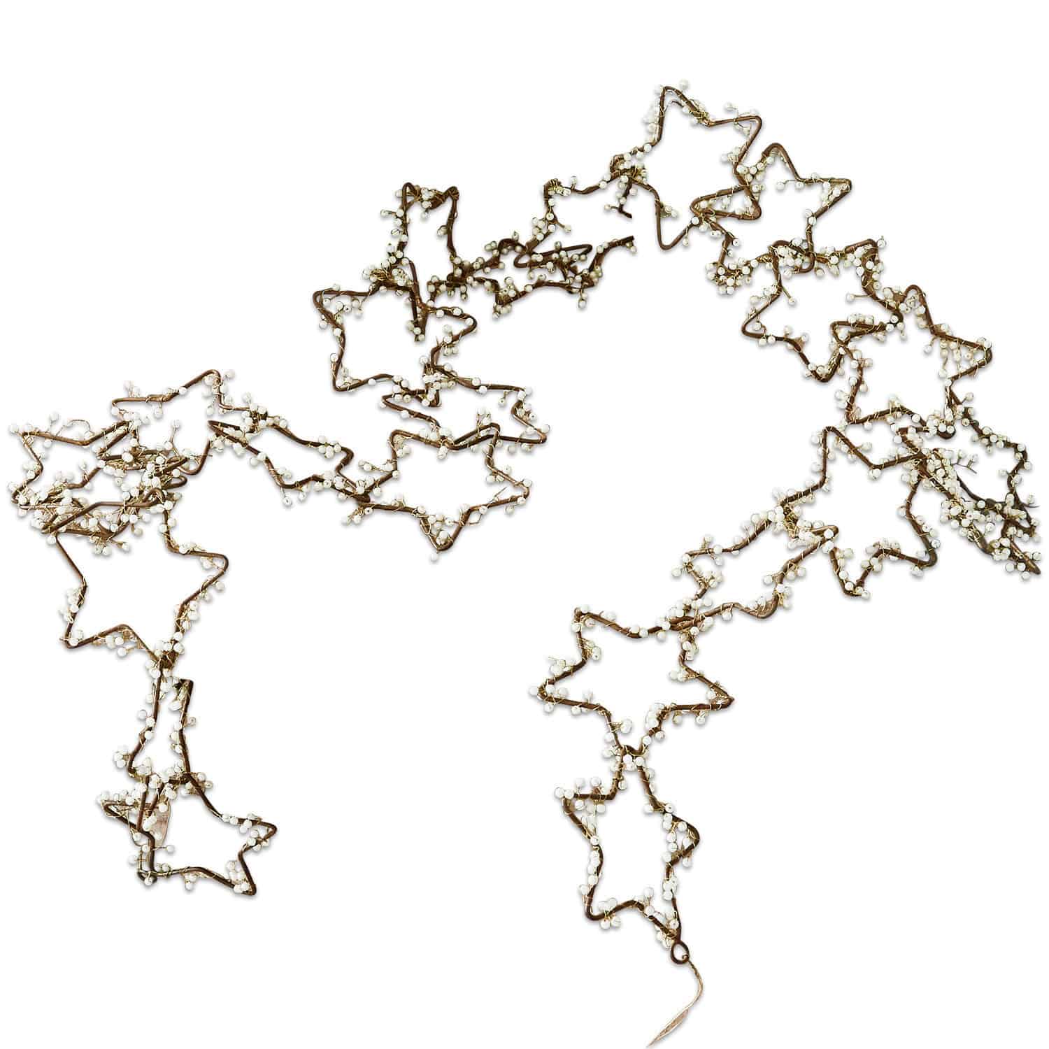 Guirlande Ariane Guirlande décorative en étoiles métalliques et perles blanches, décoration festive couleur cuivre