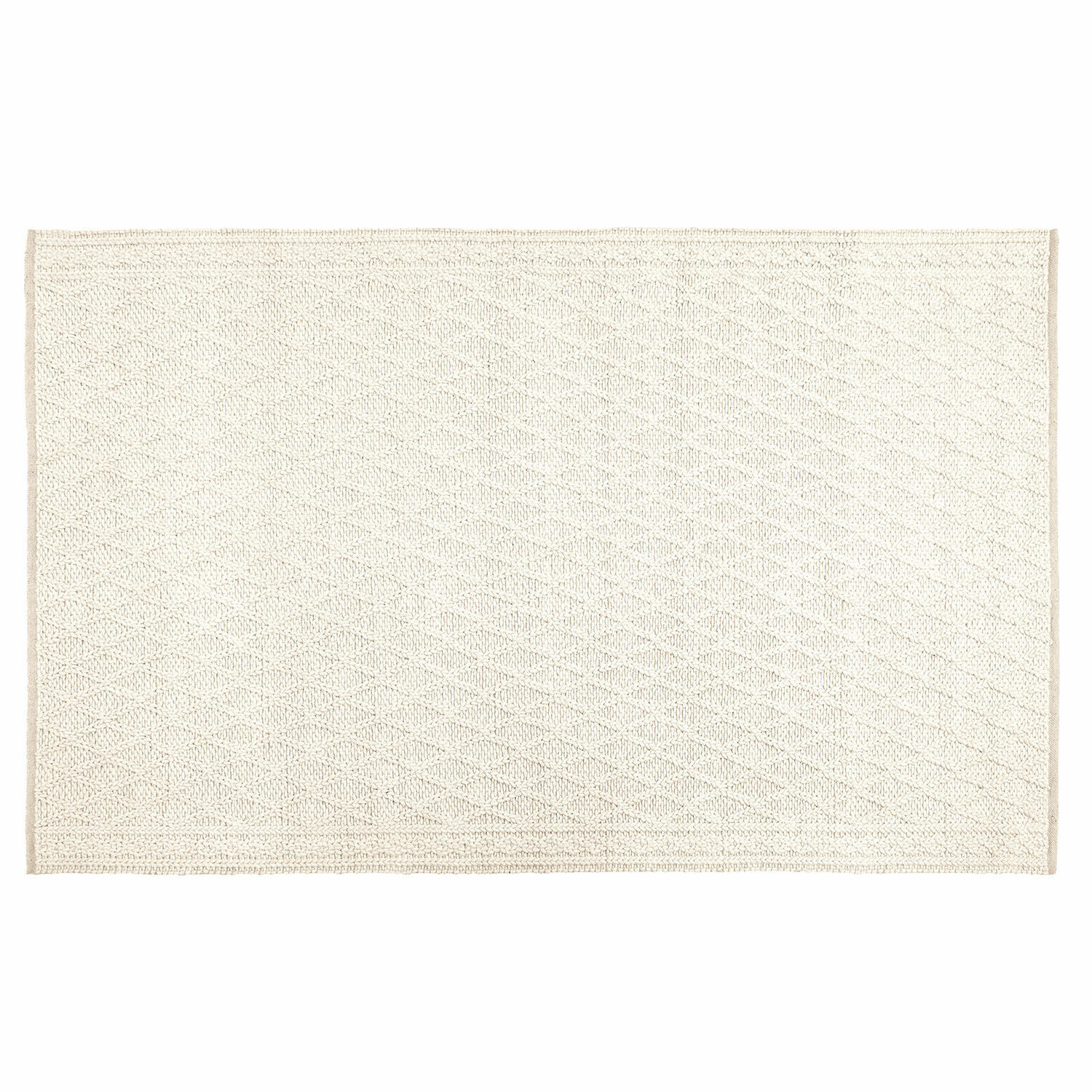 Tapis Poloma Tapis en coton beige avec motif losange discret pour décoration intérieure élégante