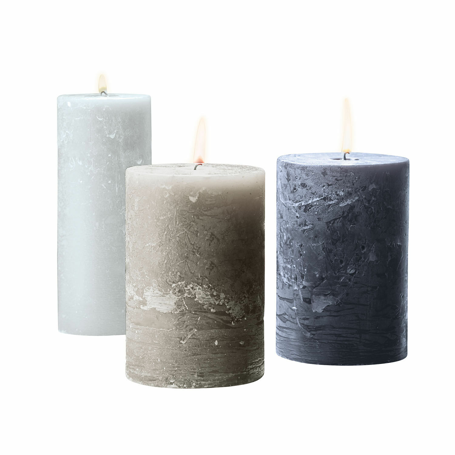 Set van 3 Salis kaarsen van natuurlijke was in crème, grijs en taupe voor sfeervolle decoratie
