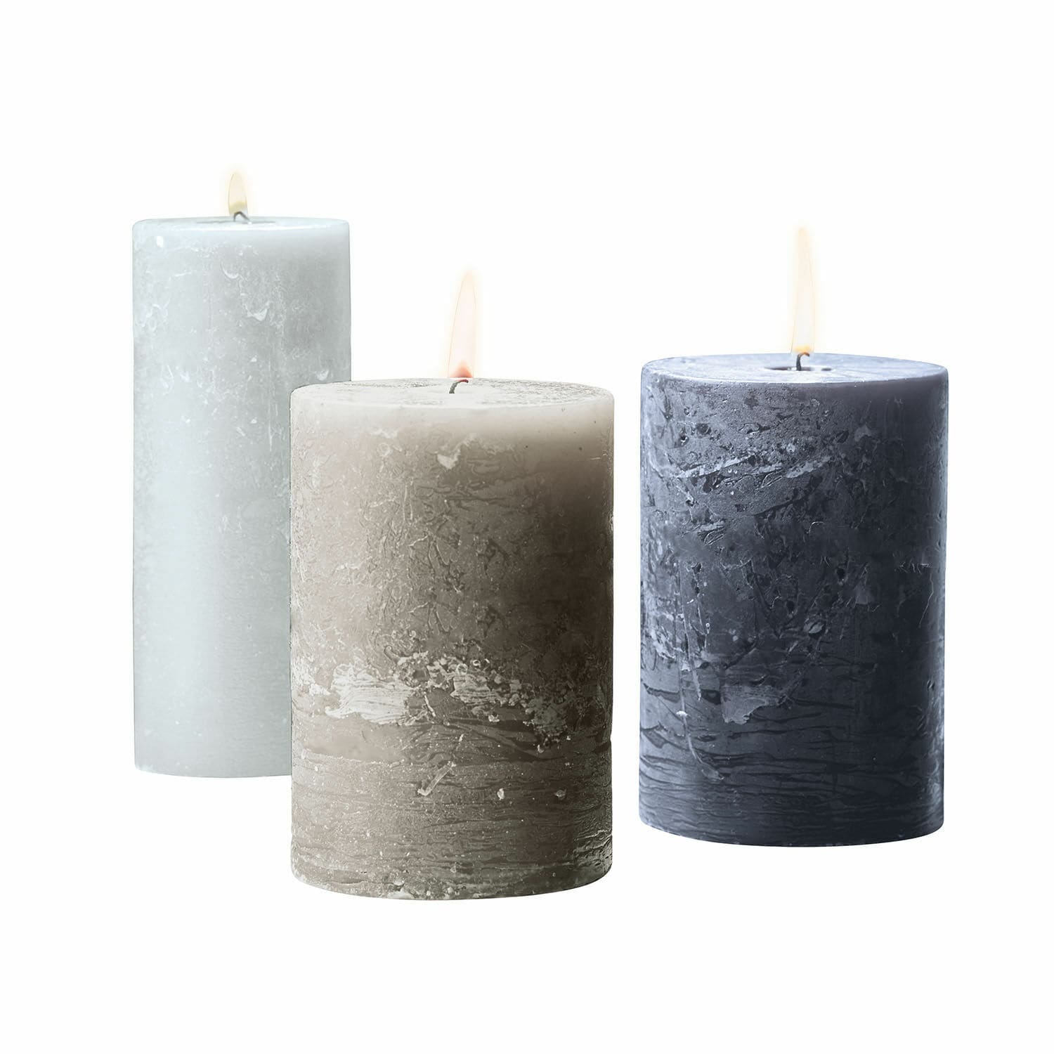 crème/grijs/taupe Set van 3 Salis kaarsen van natuurlijke was in crème, grijs en taupe voor sfeervolle decoratie