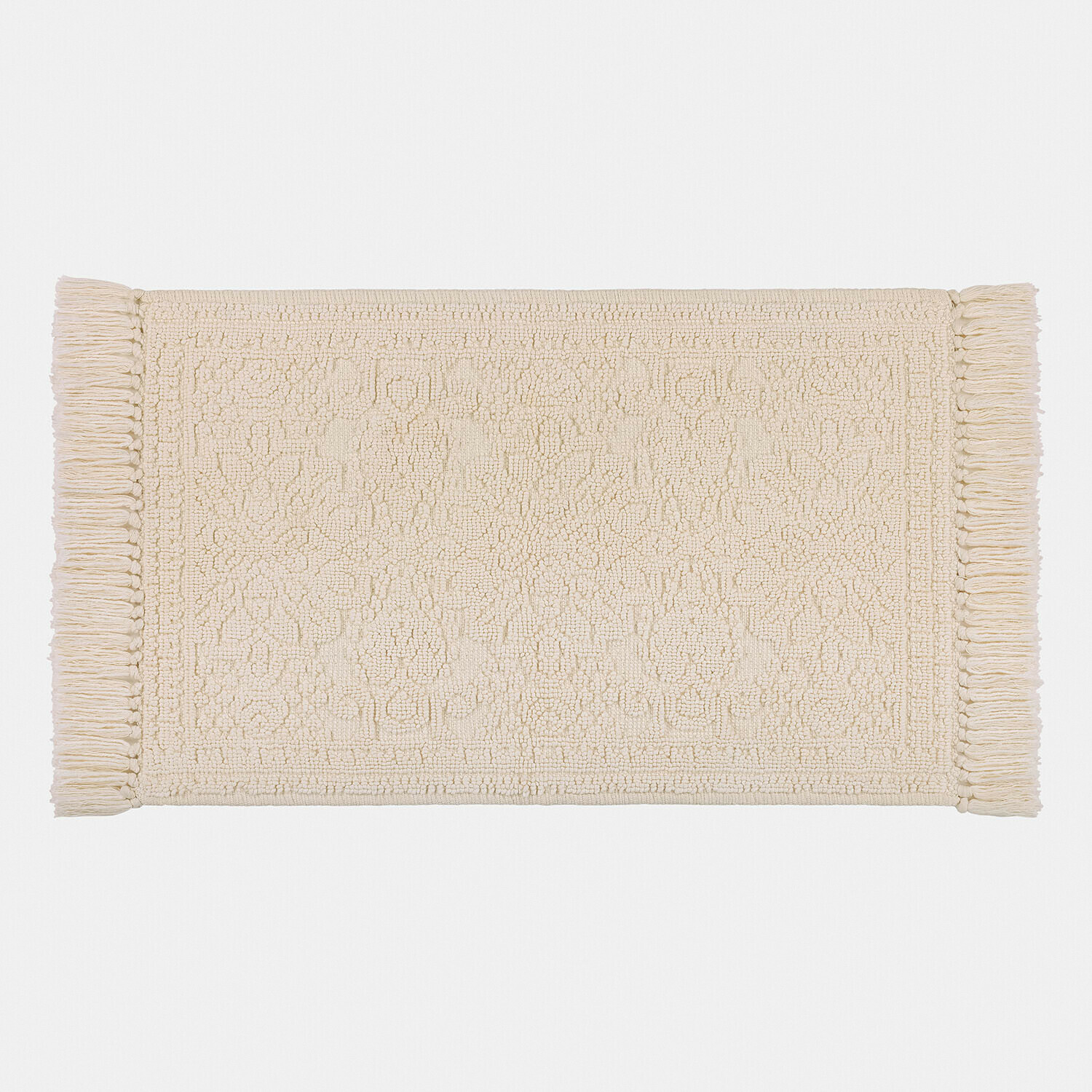 Vase 2er Set Dolcin Tapis en coton beige avec franges et motif subtil, doux et décoratif pour intérieur