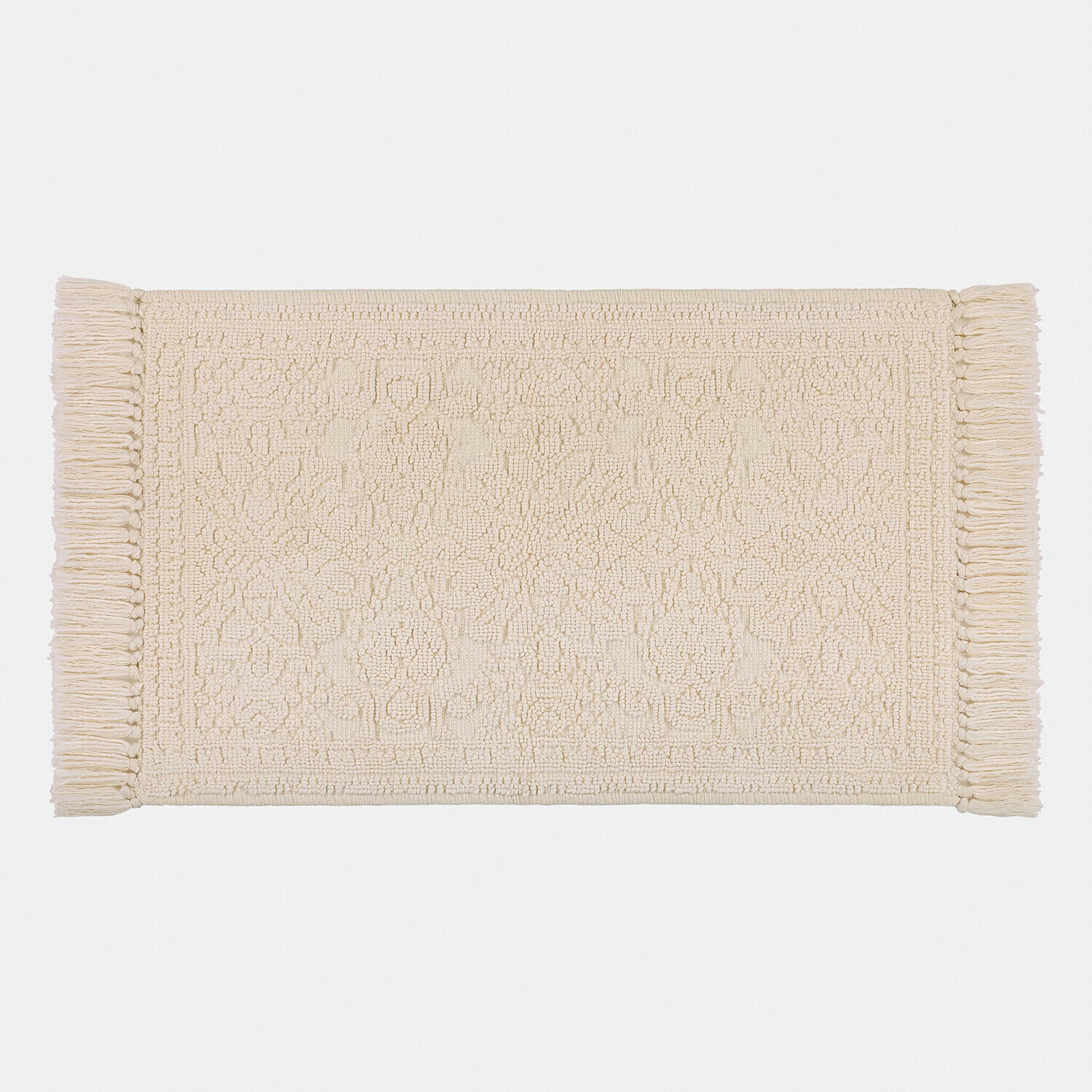 Vase 2er Set Dolcin Tapis en coton beige avec franges et motif subtil, doux et décoratif pour intérieur