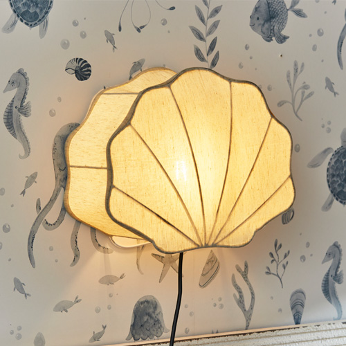 Applique murale en forme de coquillage en tissu beige chaud, décoration pour chambre d'enfant